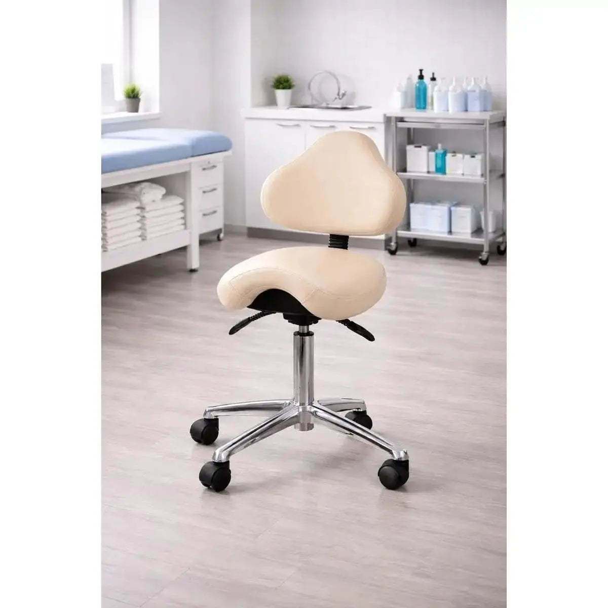 Adjustable Black Saddle Stool With Wheels For Dental Office Salon Clinic Lab Ergonomic Tilt Chair ADS
