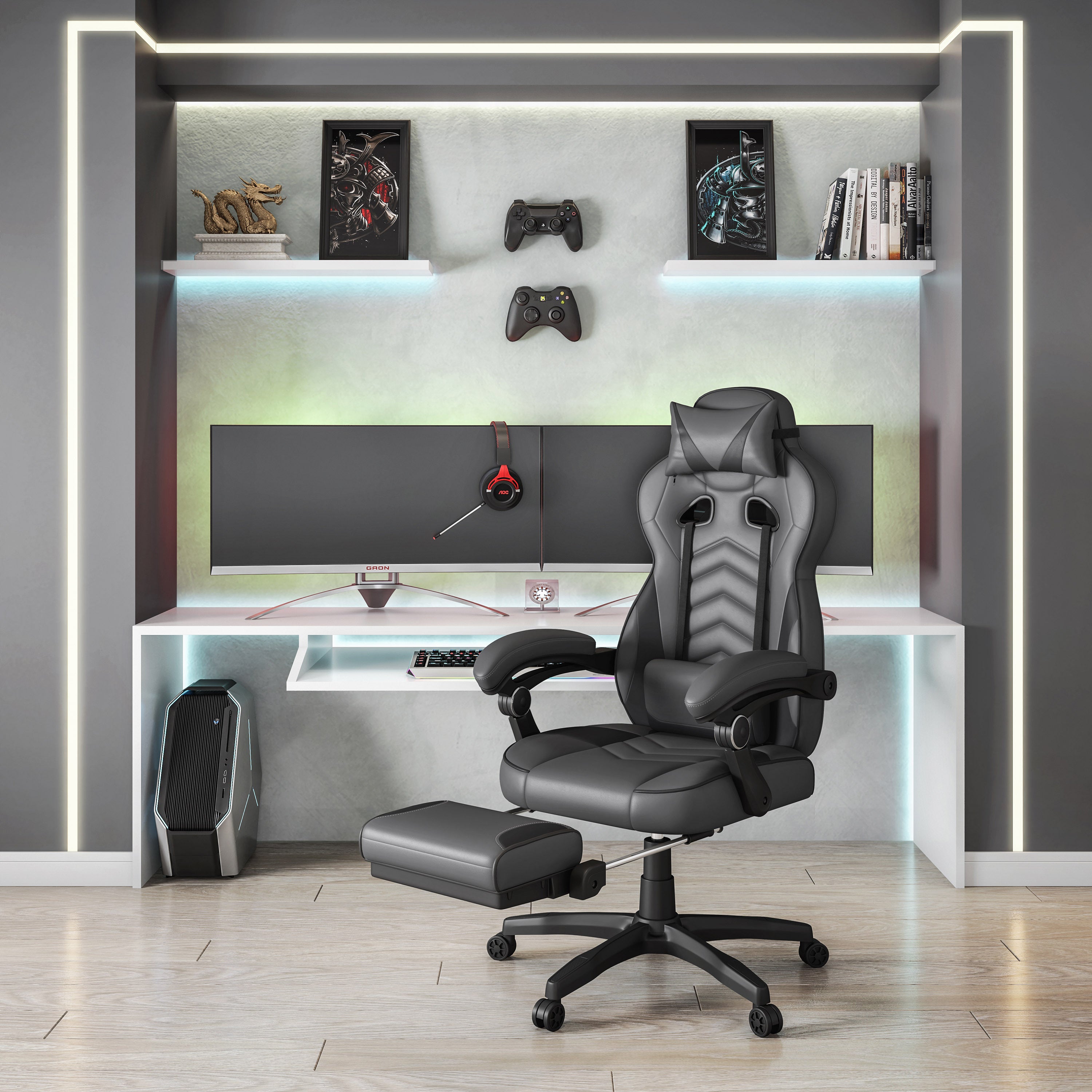 Gaming Chair With Footrest Fully Reclining Executive Office Chair