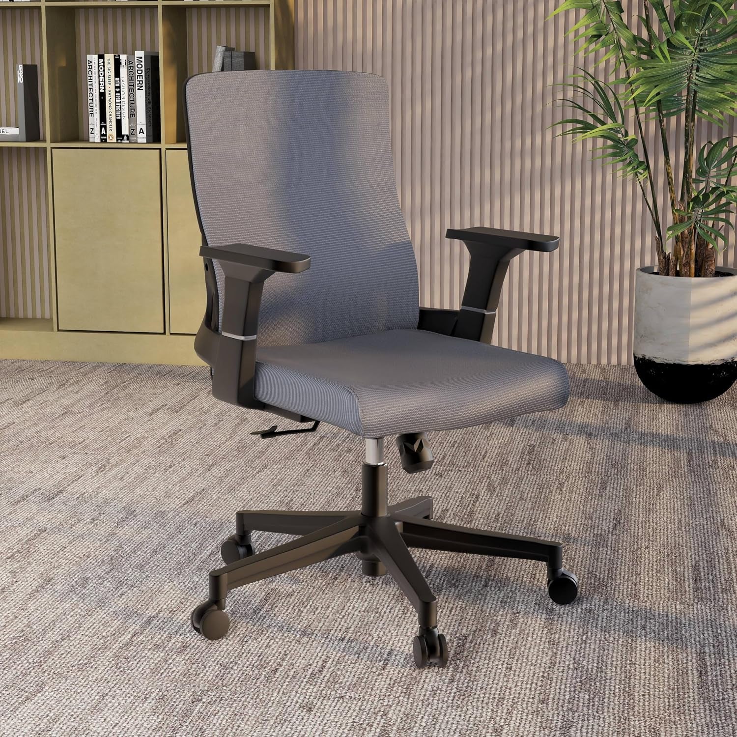 Leisuremod Ergonomic Office Chair, 360 Degree Swivel & Tilt with Rolling Wheels, Adjustable Height, Grey