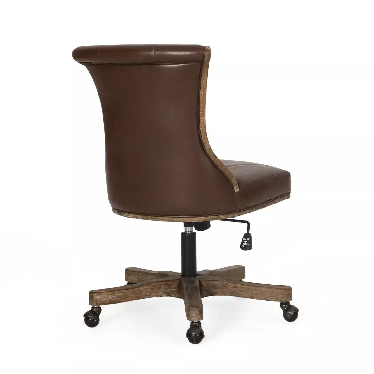 Coulee Contemporary Upholstered Roll Back Swivel Office Chair Dark Brown/Natural - Christopher Knight Home: Ergonomic, Adjustable Height