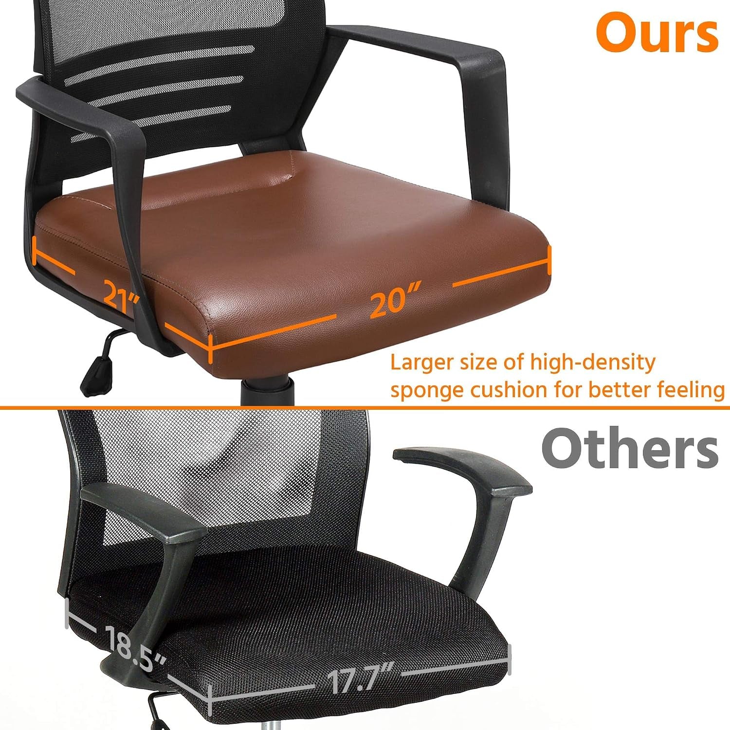 Yaheetech Ergonomic Home Office Chair Leather and Mesh Combine Desk Chair Rolling Swivel Adjustable Mesh Chair with Lumbar Support and Armrests for Office and Home, Brown | Breathable Mesh Back and Padded PU Leather Seat Keep You Comfortable All Day, with Quick Assembly and Sturdy 265 Lb Support.