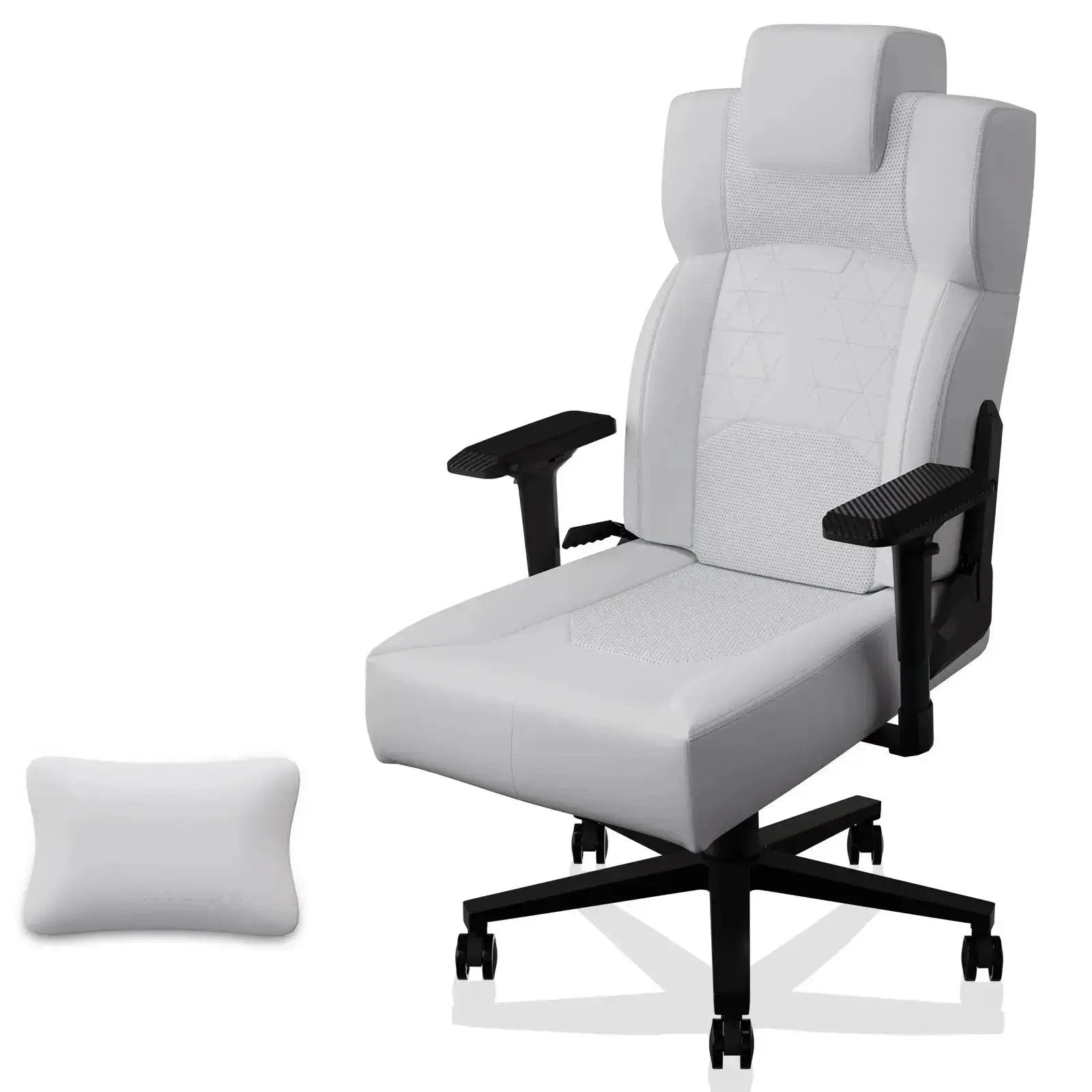 White Ergonomic Gaming Chair - PU Leather with Lumbar Support