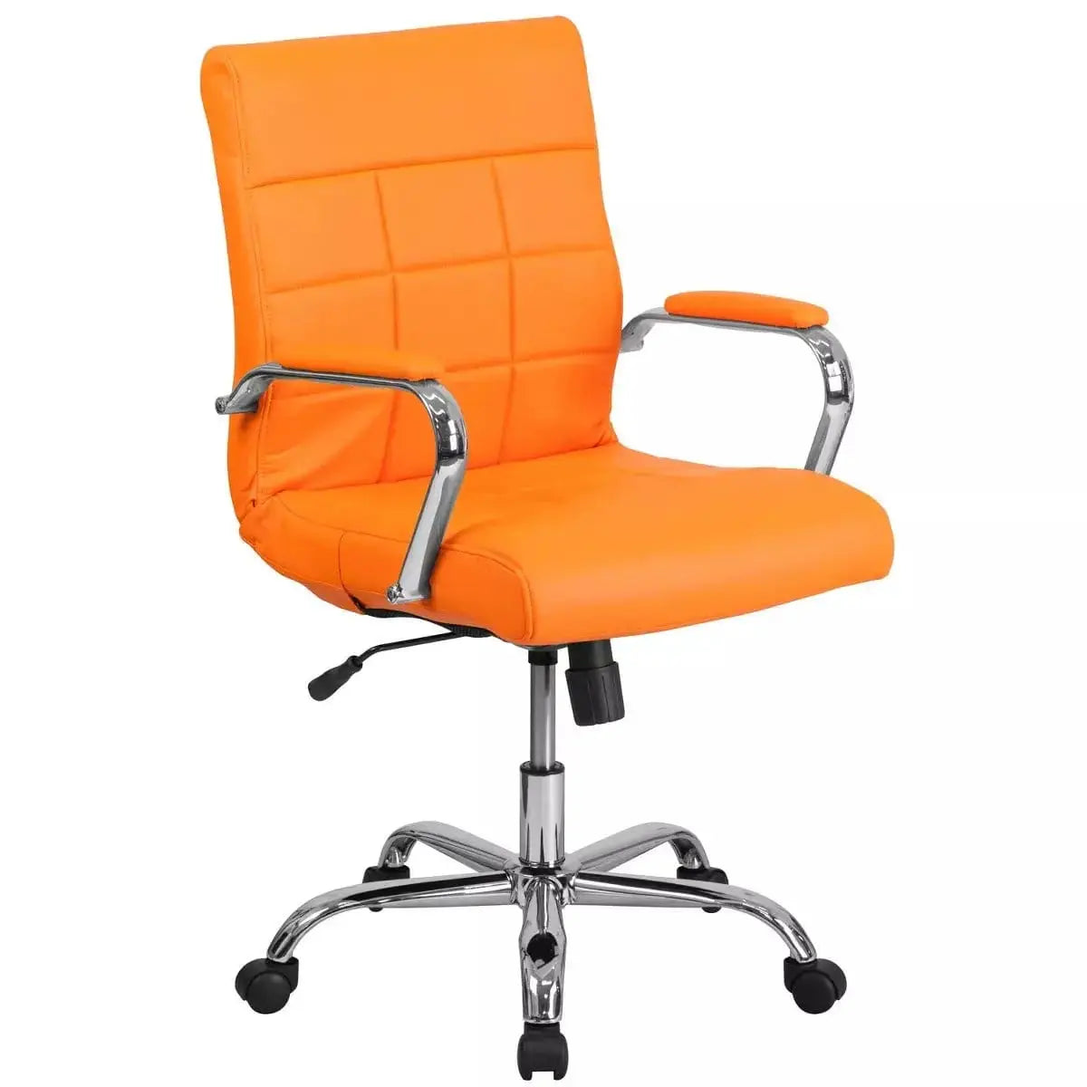 Flash  Mid-Back Vinyl Executive Swivel Office Chair with Chrome Base and Arms Platinum-Level Office Chairs