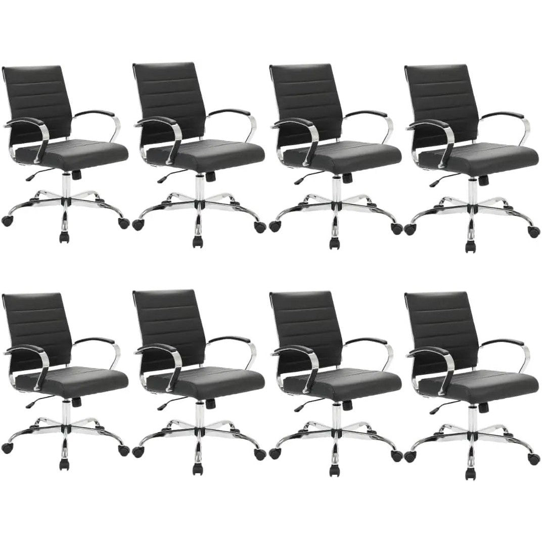 Leisuremod Benmar Leather Office Desk Chair, Mid-Back Ergonomic Swivel Chair with Lumbar Support, Adjustable Height, Tilt Lock, Cushioned Seat & Back, Home Office Task Chair (Tan, Single)