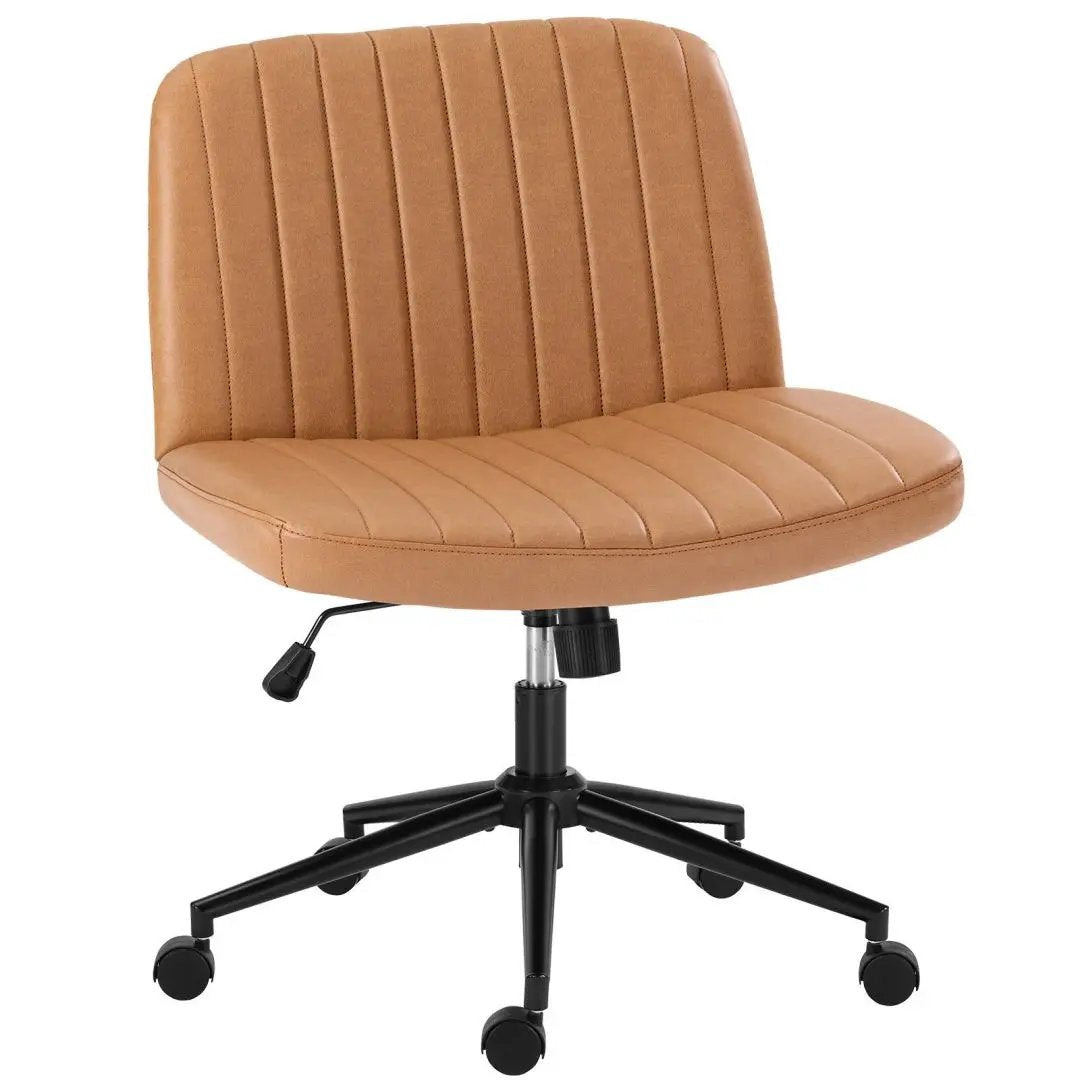 Office Desk Vanity Chair Cross Legged Armless Swivel Fabric Height Adjustable Wide Seat With Replaceable Wheels-Fixed Base, Comfy Task Chair Padded by Platinum-Level Office Chairs