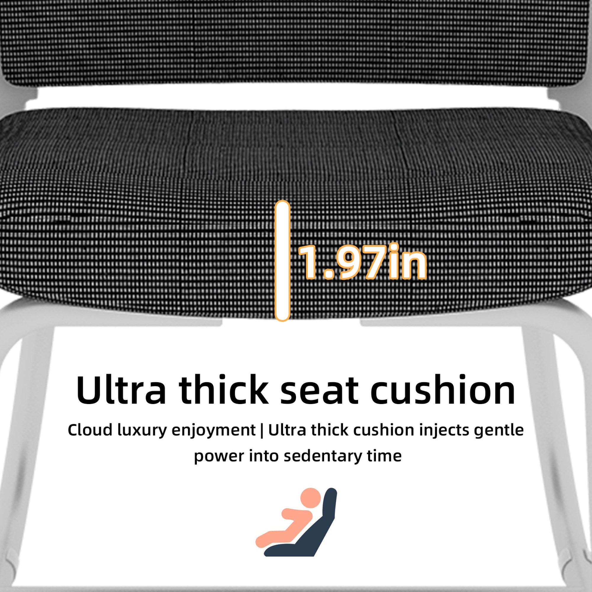 White and Black Mesh Back Modern Office Chair - thick seat cushion