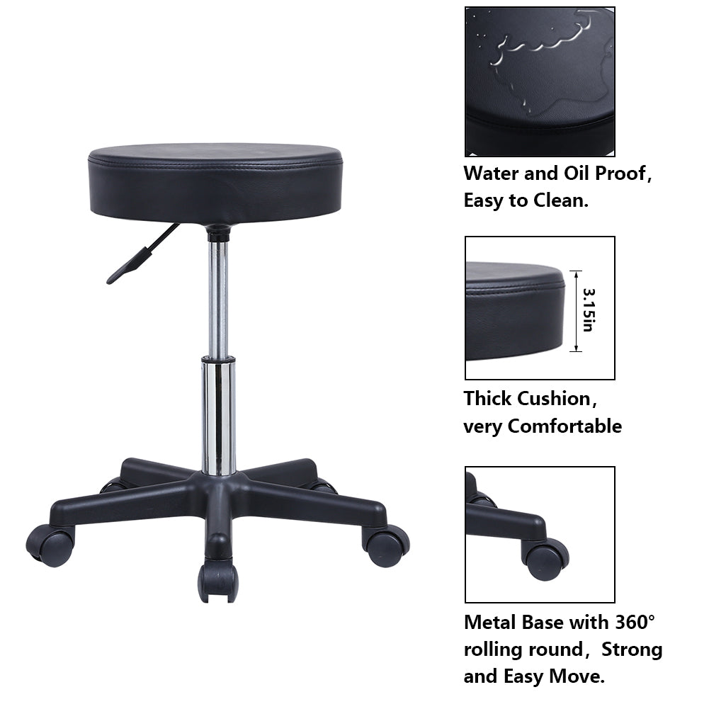 PU leather rolling stool – view 6