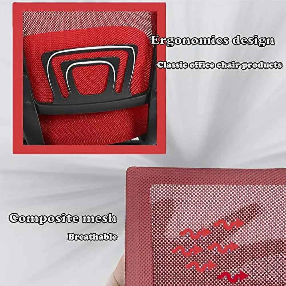 Bestoffice Indoor Modern Mesh Lumbar Support Swivel Ergonomic Desk Chair, Red