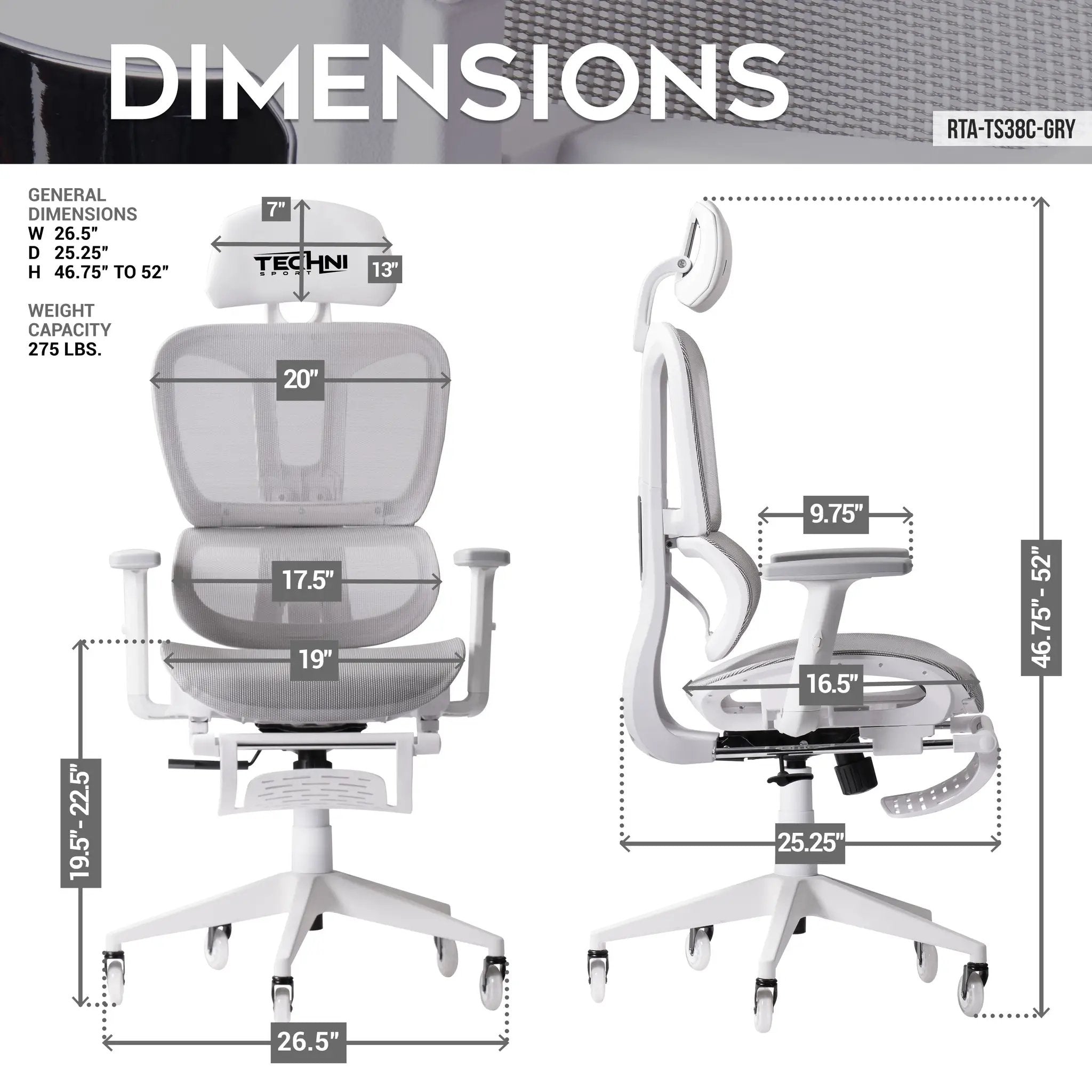 Techni Sport AIRFLEX2.0 white mesh gaming chairs (2)