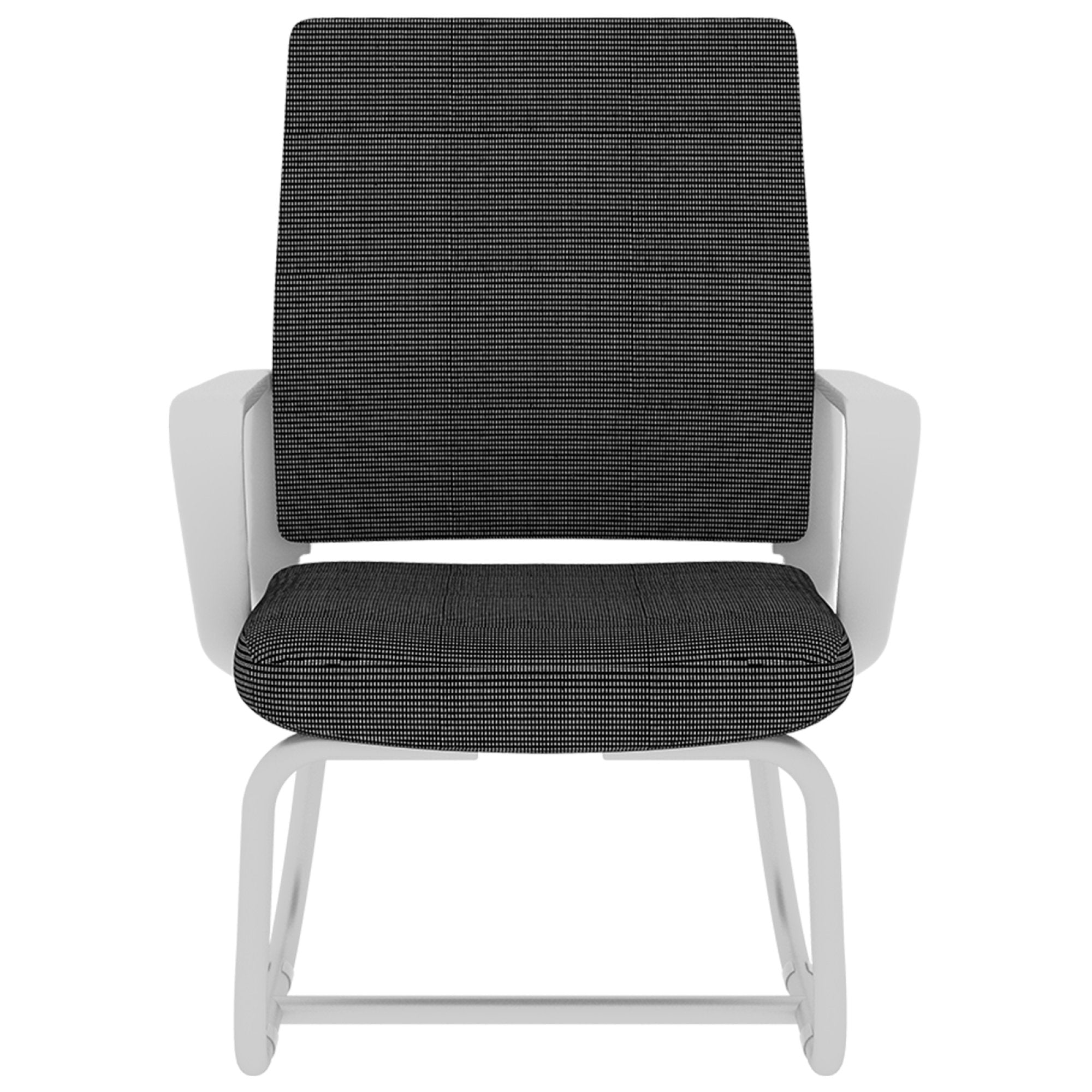 White and Black Mesh Back Modern Office Chair - front view on white background