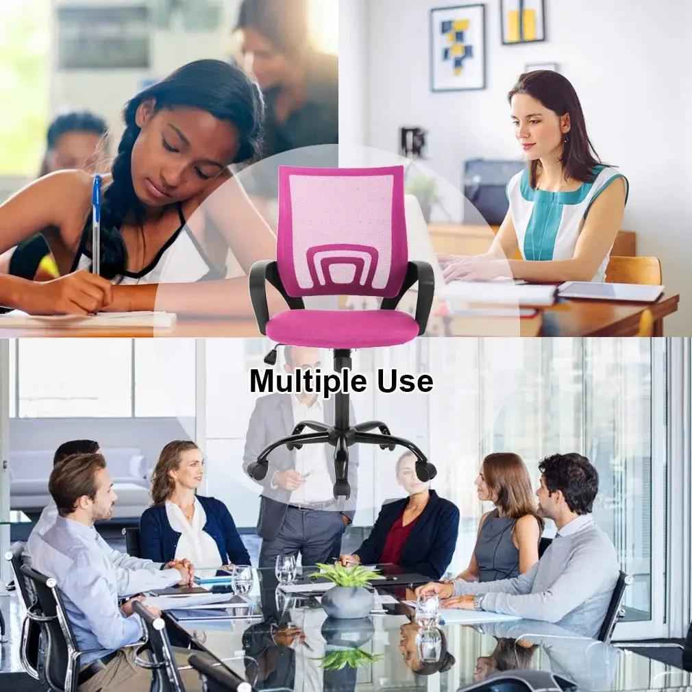Bestoffice Ergonomic Office Chair, Lumbar Support, Adjustable Height with Armrests for Adults(Pink)