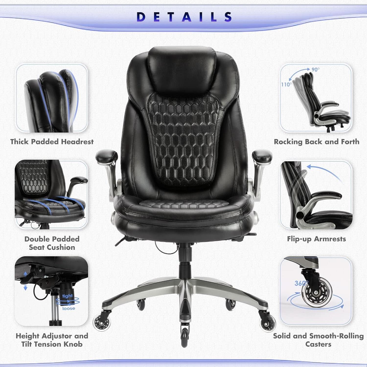 Black Bonded Leather High Back Office Chair - Platinum-Level Office Chairs