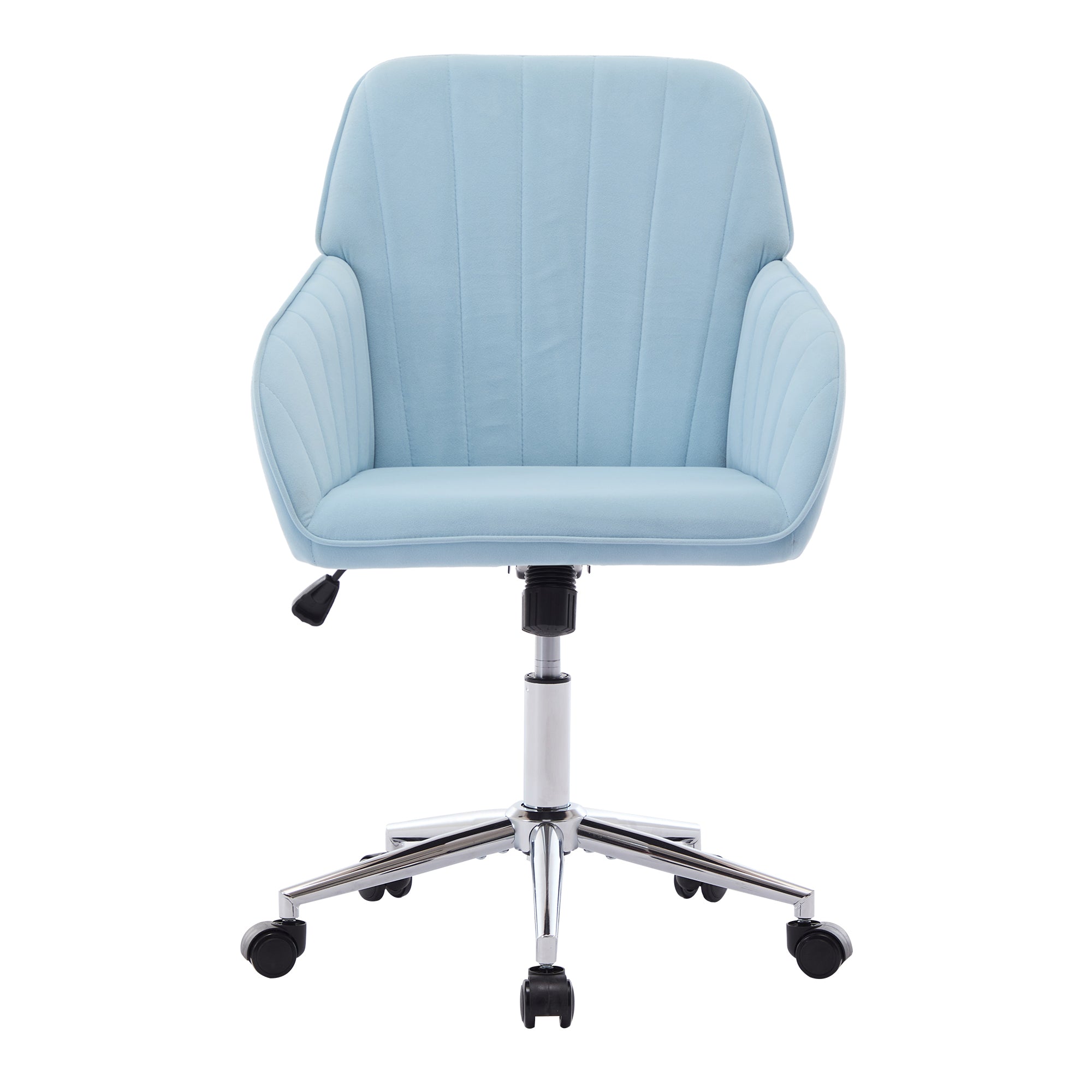 Baby Blue Velvet Office Chair, Ergonomic Adjustable Swivel Desk Chair with Silver Base for Home Bedroom and Long Sitting Comfort - Platinum-Level Office Chairs