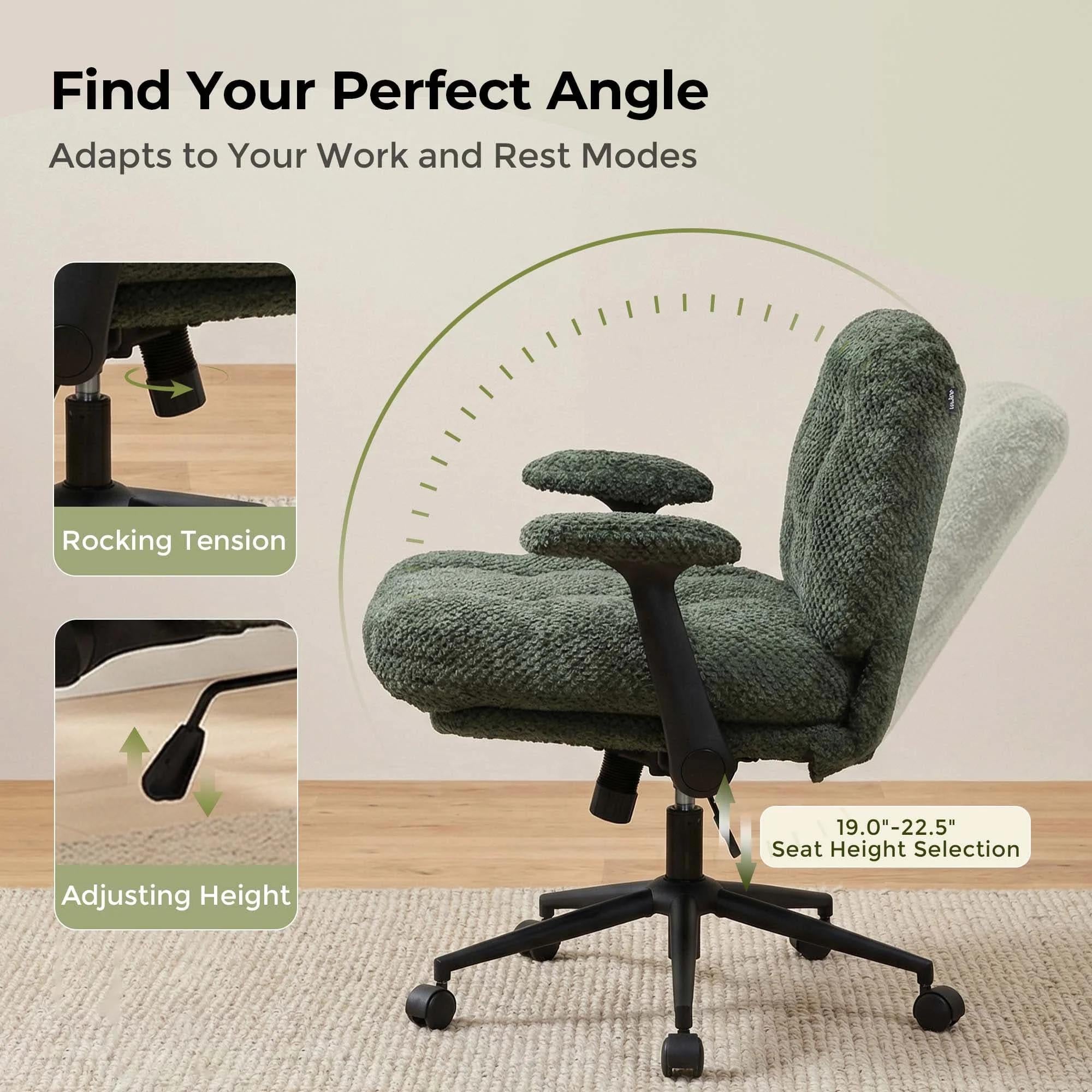 Green Pineapple Textured Chenille Swivel Desk Chair