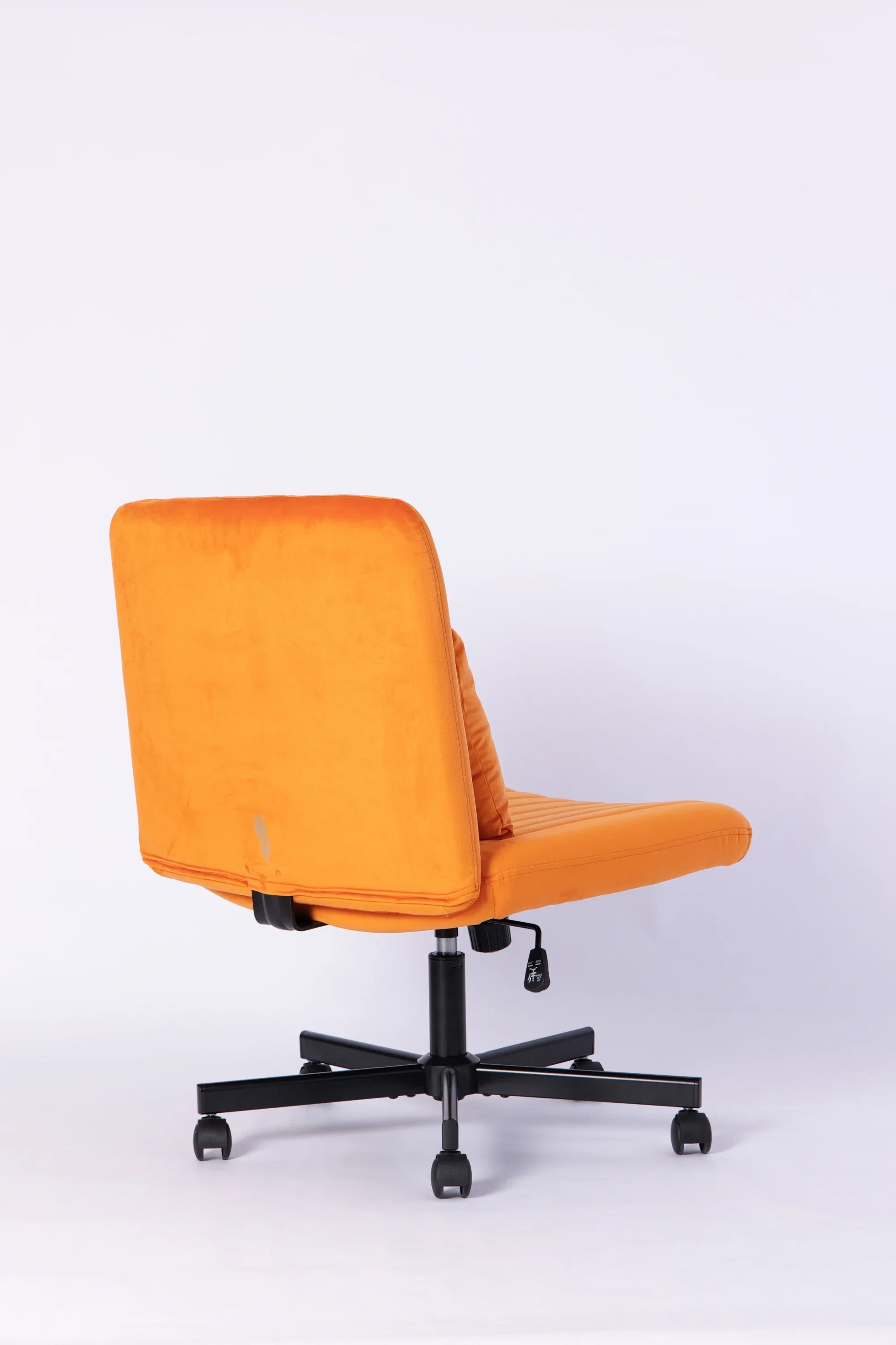 Orange Velvet Criss Cross Armless Office Chair With Wheels