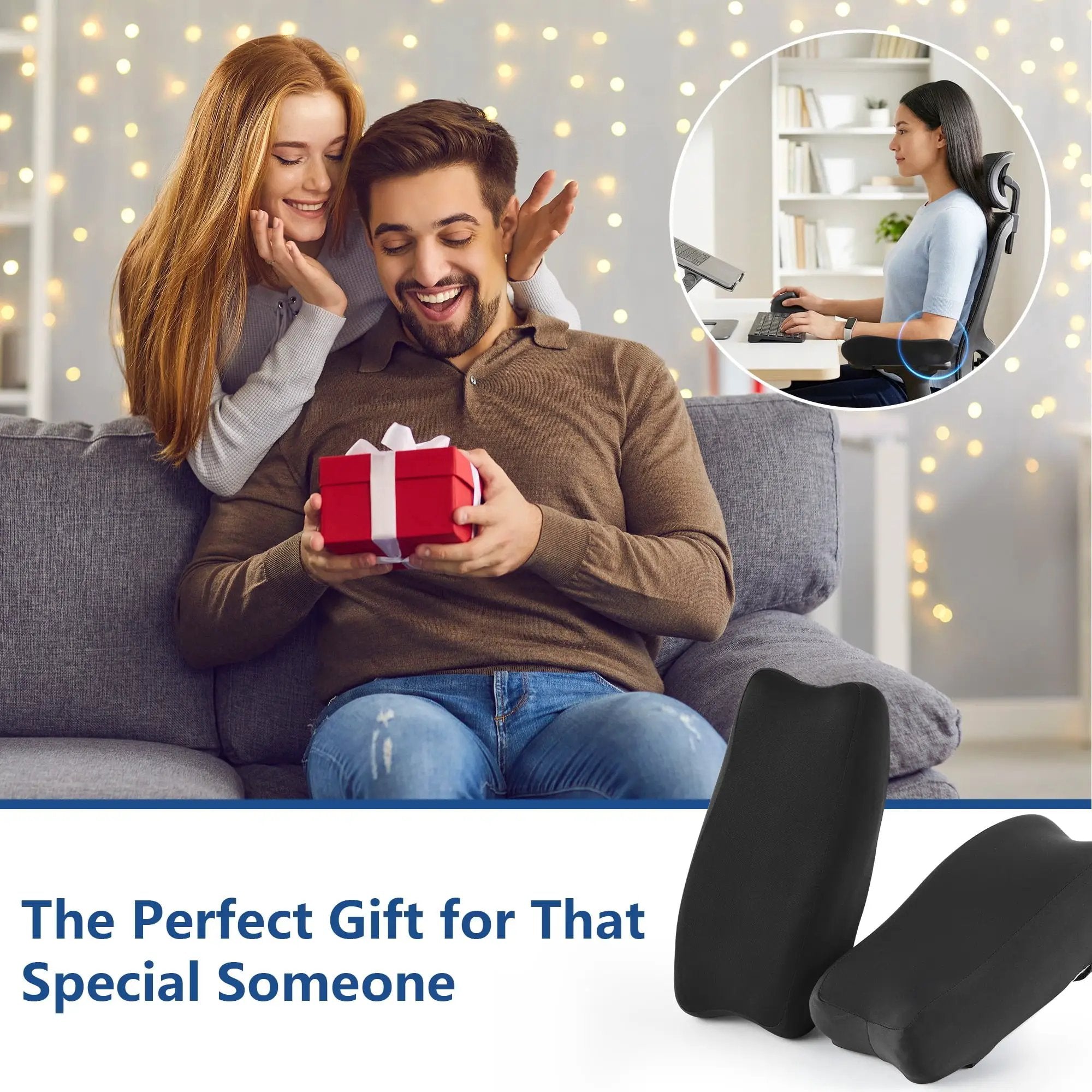 KAIPARA Ergonomic Armrest Pads Cushions for Office & Gaming Chairs – Contoured Memory Foam Pads with Silky-Soft Milk Silk Cover (Set of 2)