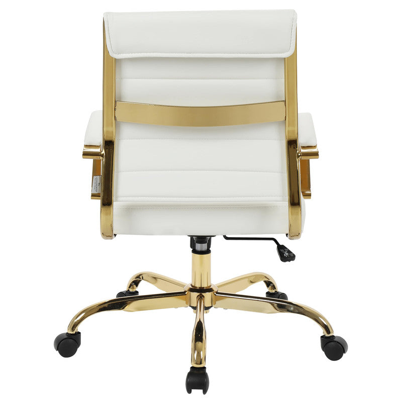 Set of 2 white leather office chairs – view 10