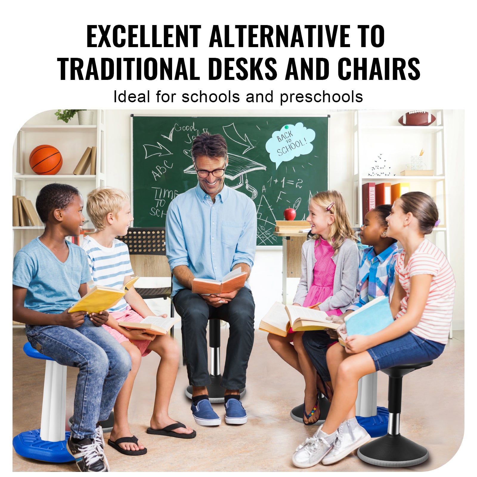 Black Wobble Chair, Height Adjustable Active Seat