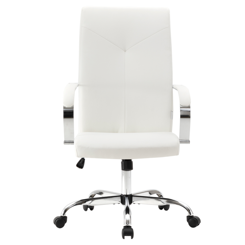 20 PCS Sonora Ergonomic High-Back Leather Desk Office Chair with Chrome Base and Tilt for Home Office - White