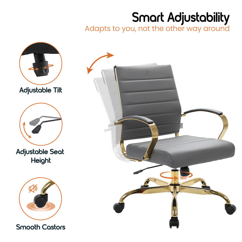 Grey leather office chairs, set of 2 – view 5