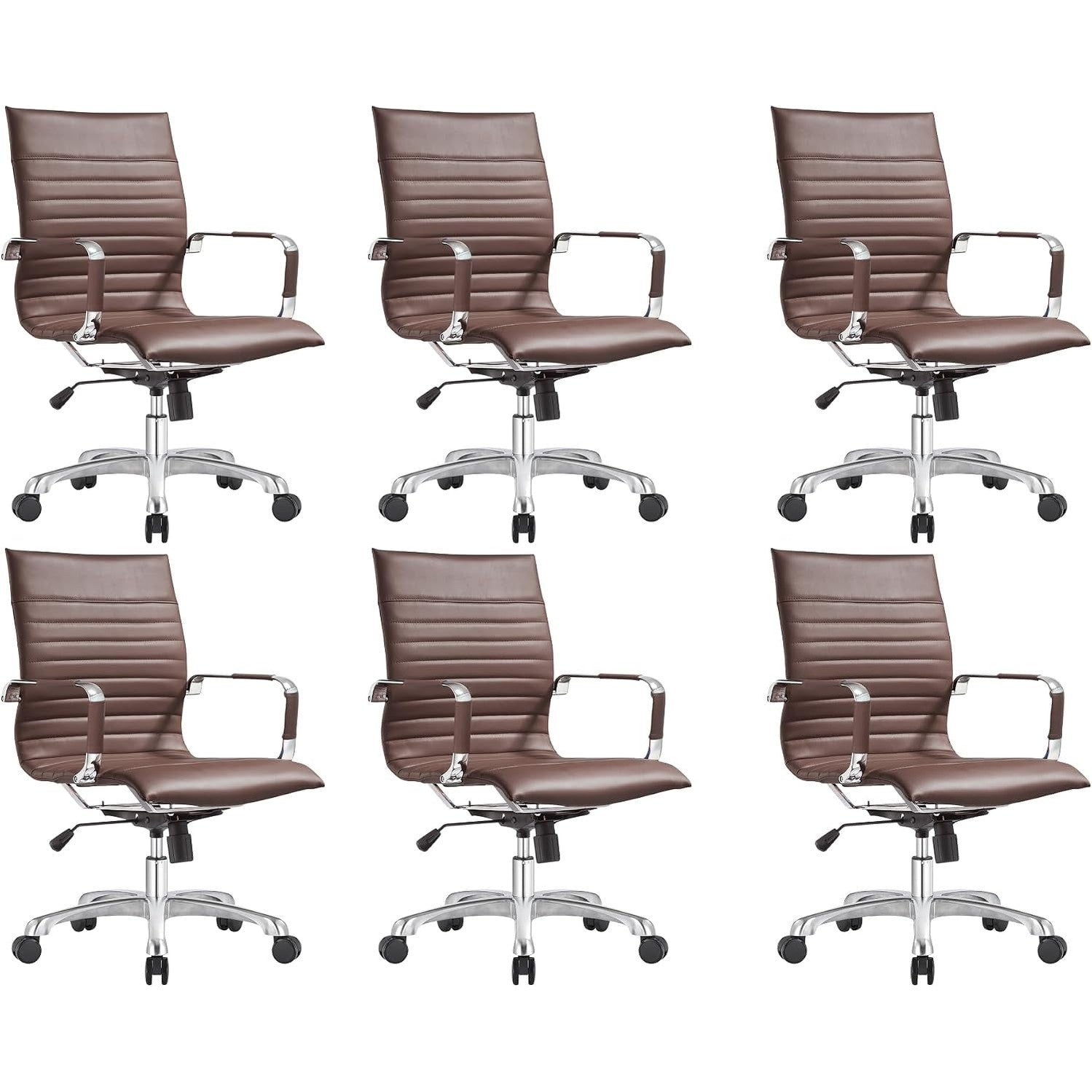 Leisuremod Ergonomic Executive Office Chair with Lumbar Support – Adjustable Leather Swivel Desk Chair, High Back Computer Chair Home & Office with Rolling Wheels & Chrome Base