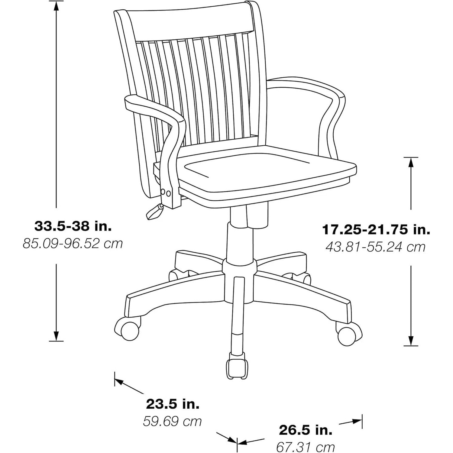 OSP Deluxe Wood Banker’s Desk Chair by Office Star Products, white wood finish for home office