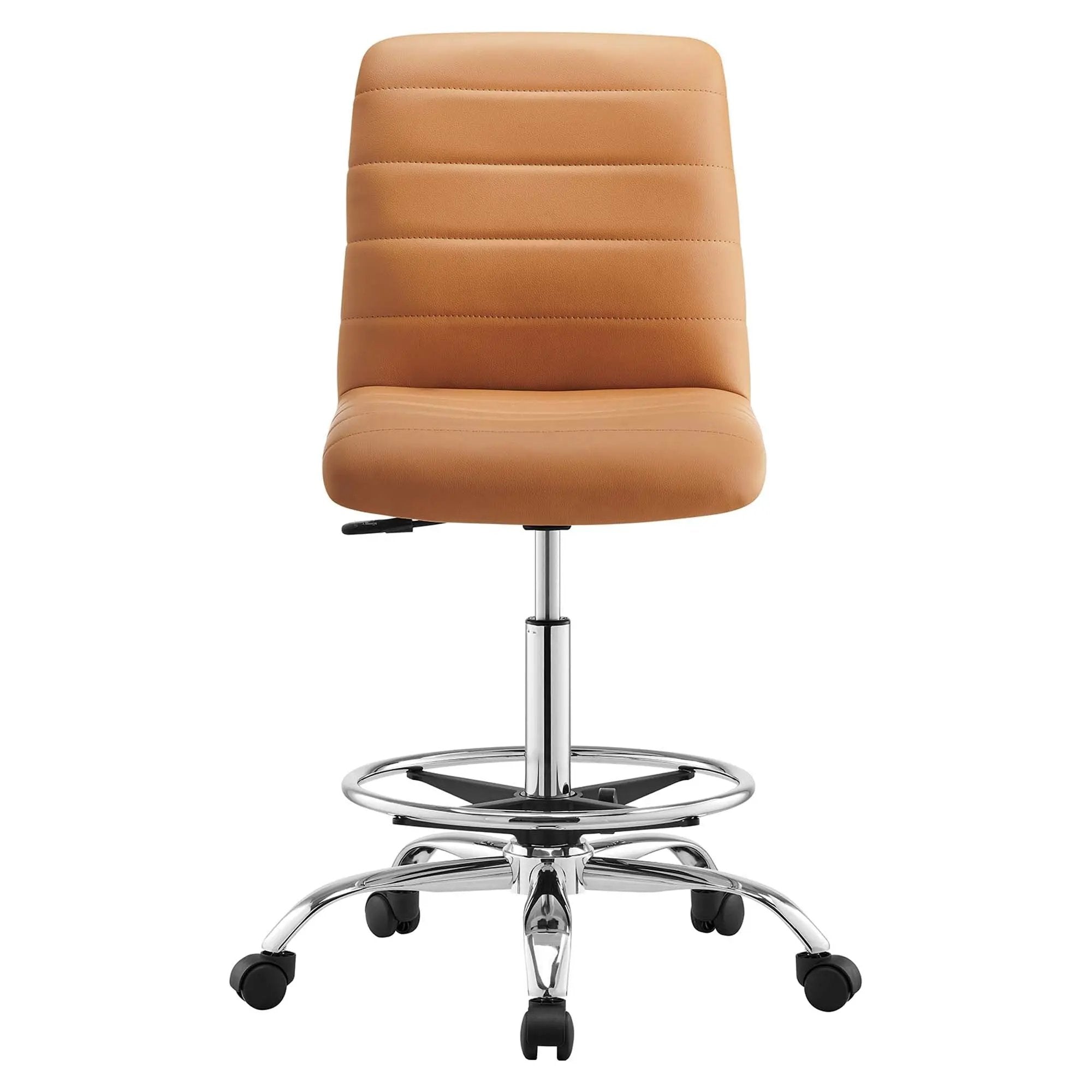 Drafting Chair Vegan Leather Armless Adjustable Stool