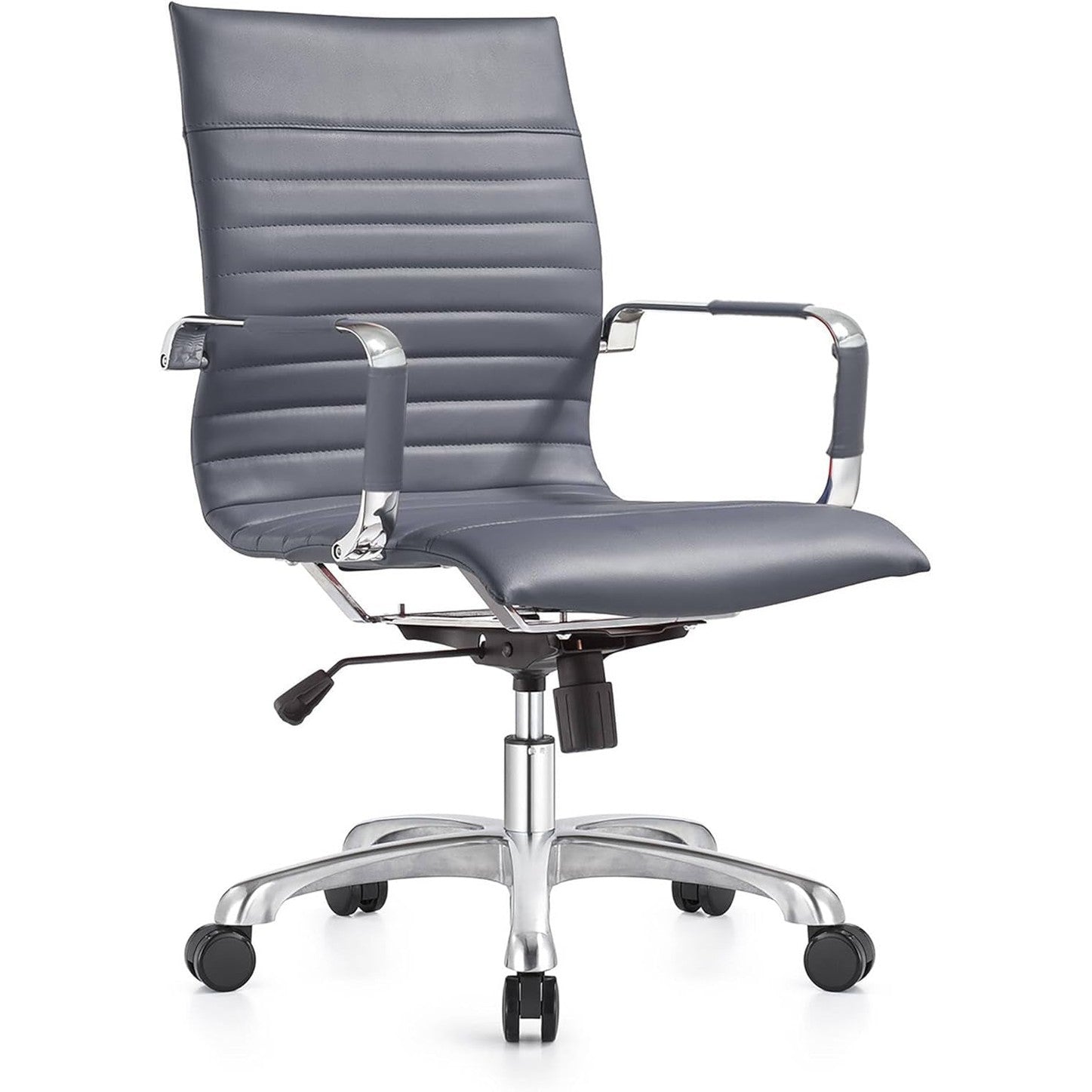 Leisuremod Ergonomic Executive Office Chair with Lumbar Support – Adjustable Leather Swivel Desk Chair, High Back Computer Chair Home & Office with Rolling Wheels & Chrome Base