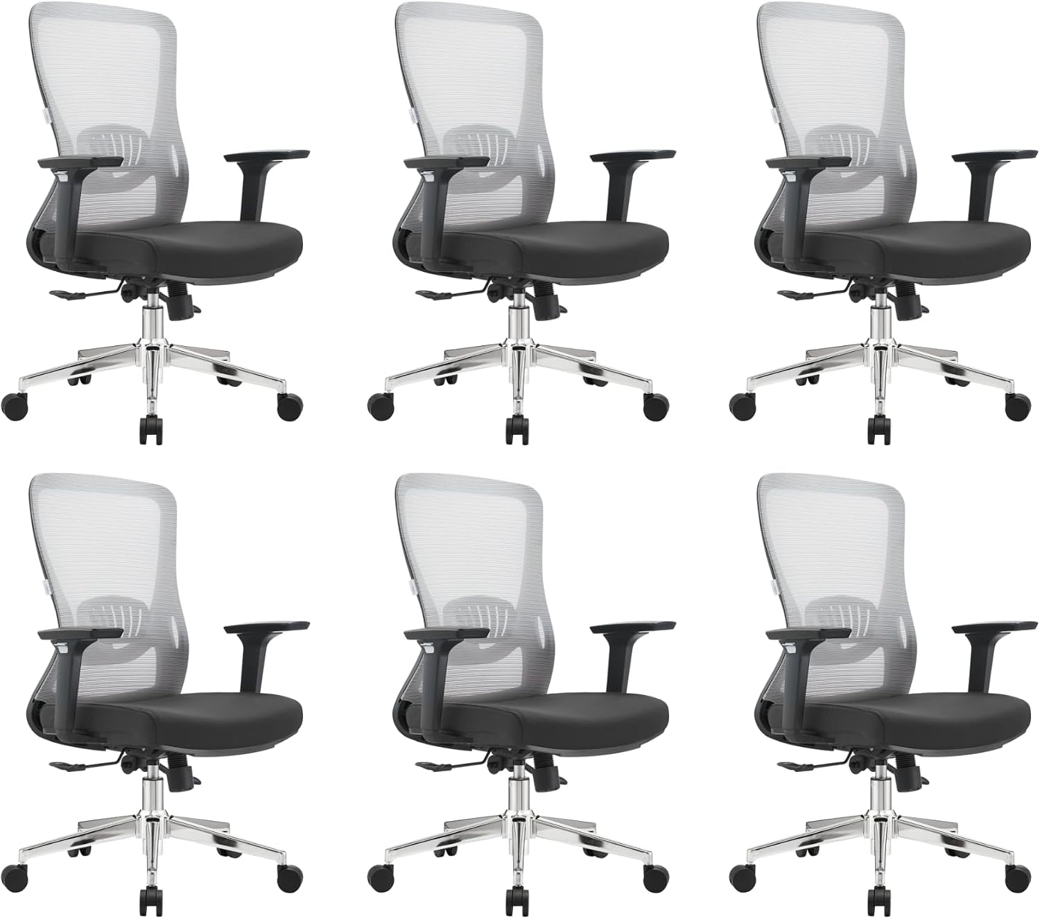 Leisuremod Ergonomic Office Chair Mid-Back Mesh Computer Adjustable Lumbar Support Conference Room Chair with Swivel and Tilt Adorit Series in Grey