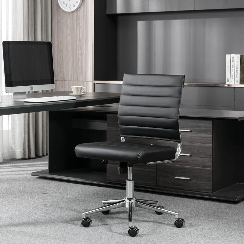 Amaiia Mid-Back Upholstered Armless Swivel Task Chair Ergonomic Adjustable Conference Chair