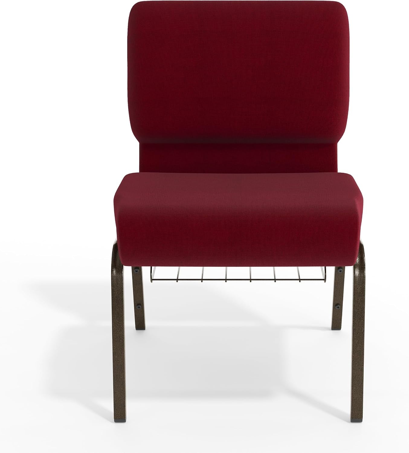 Flash Furniture 4 Pack HERCULES Series 21''W Church Chair in Burgundy Fabric with Cup Book Rack - Gold Vein Frame