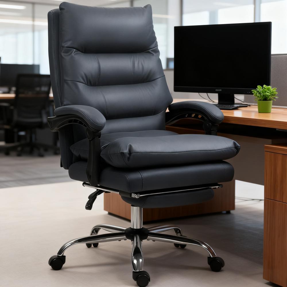 Dark Gray Microfibre Heated Massage Office Chair - Platinum-Level Office Chairs