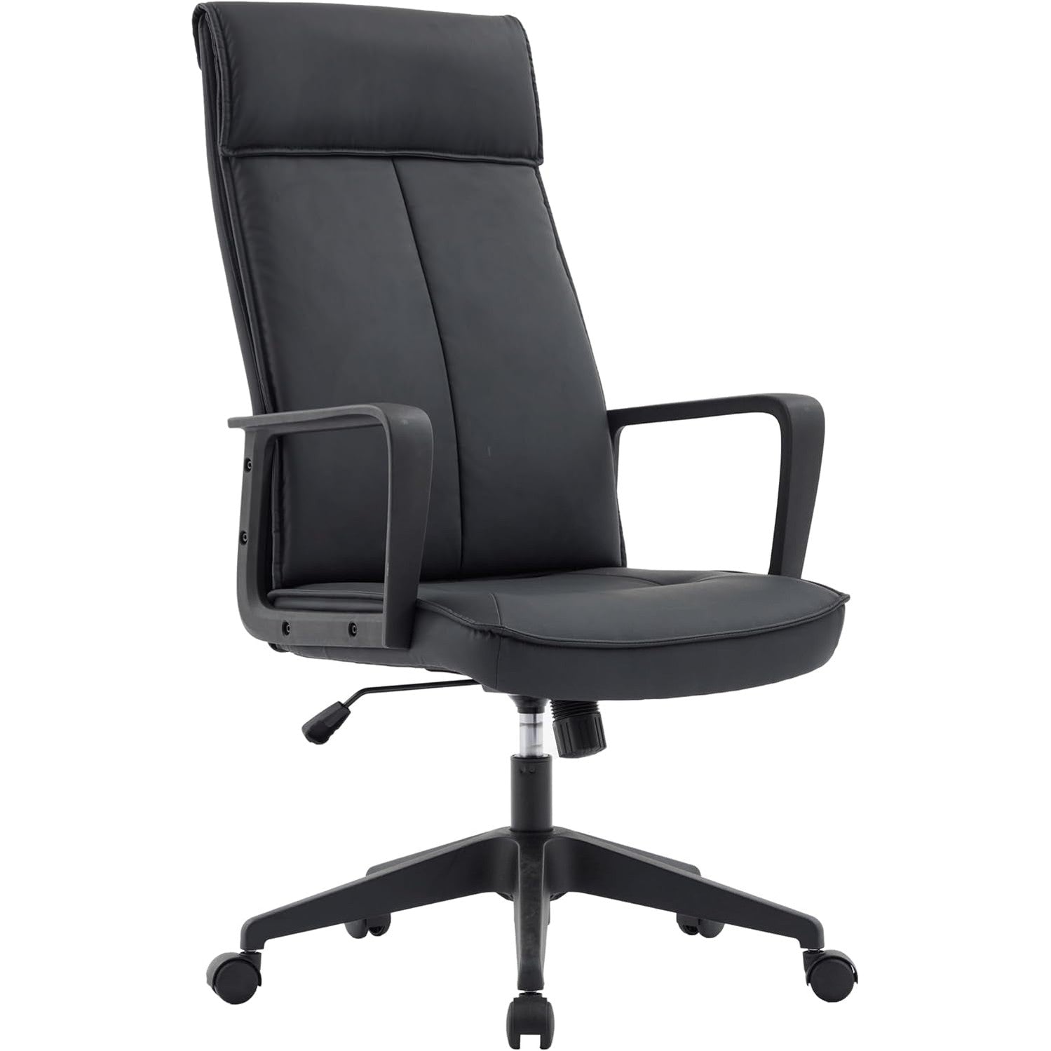 Leisuremod Ergonomic Office Chair High-Back Polyester Adjustable Height Swivel and Tilt with Double Wheel Casters Aiaria Collection in Charcoal