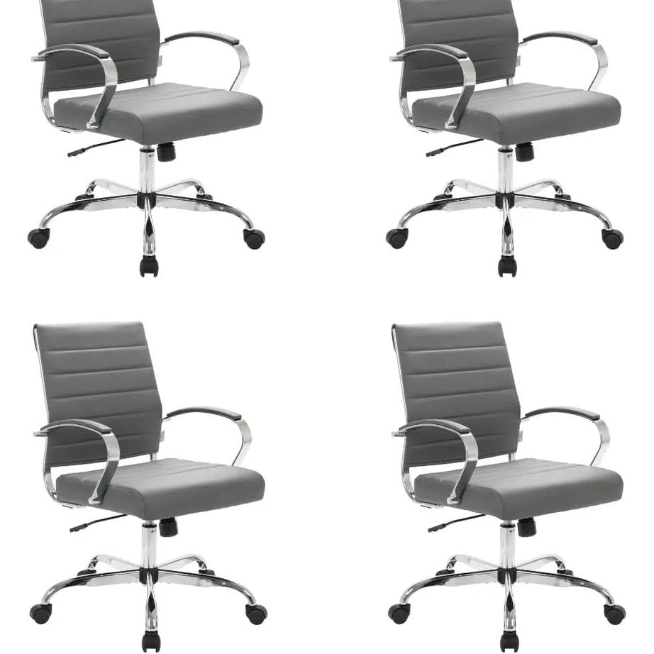 Leisuremod Benmar Leather Office Desk Chair, Mid-Back Ergonomic Swivel Chair with Lumbar Support, Adjustable Height, Tilt Lock, Cushioned Seat & Back, Home Office Task Chair (Tan, Single)