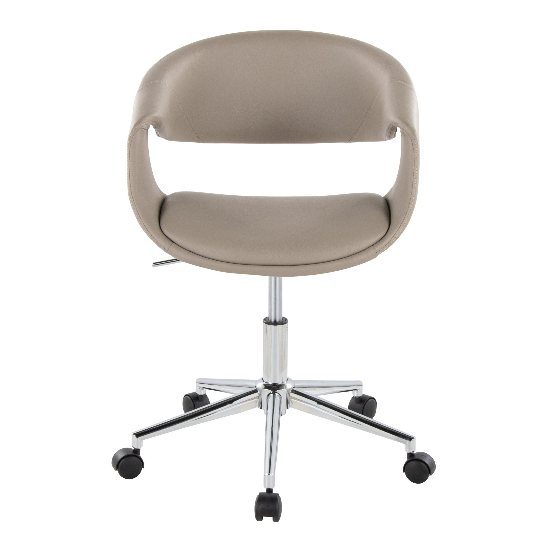 Light Grey Faux Leather Task Chair with Chrome Swivel Base - Platinum-Level Office Chairs
