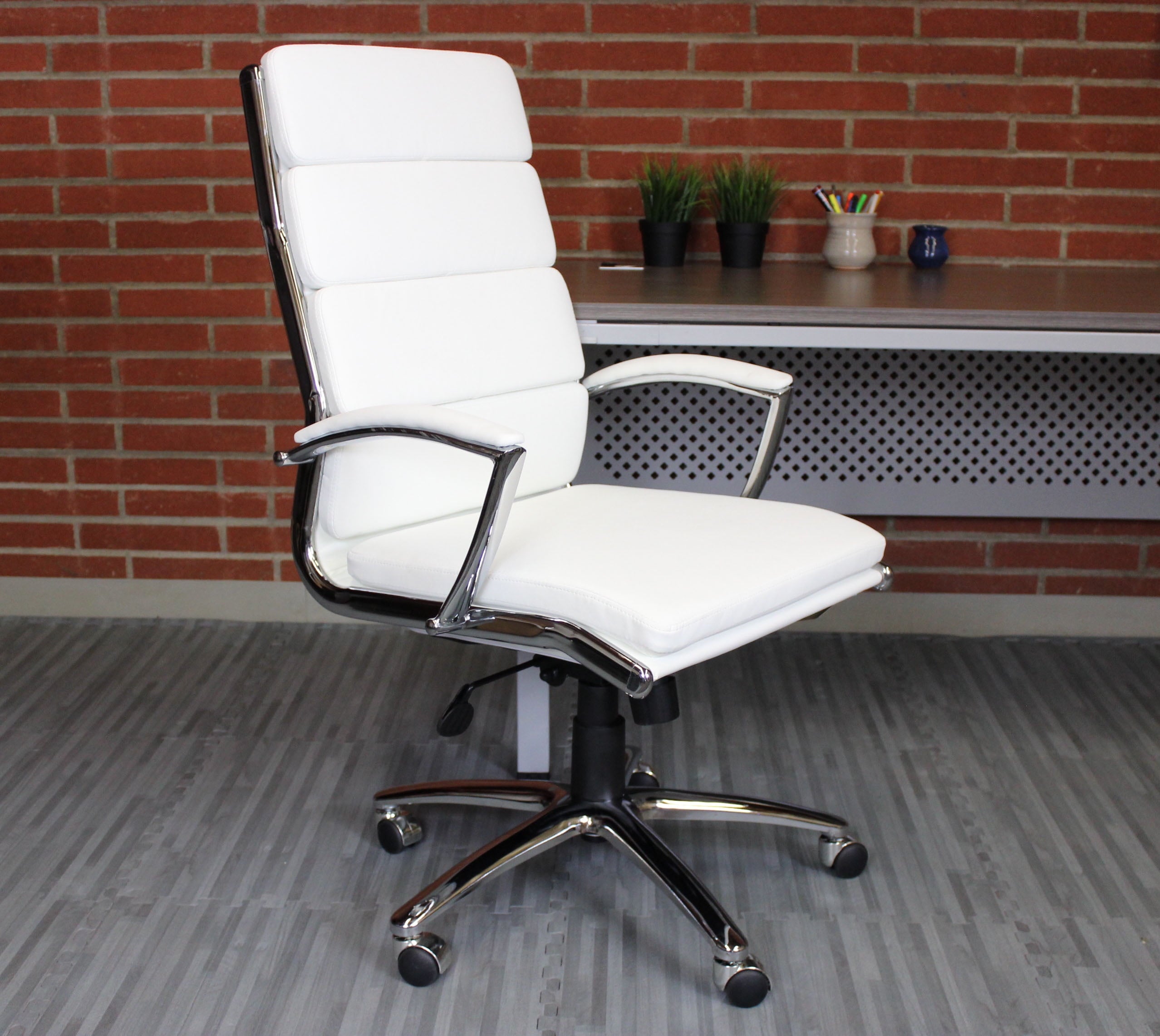 Boss Office Products Executive Caressoftplus Chair with Metal Chrome Finish