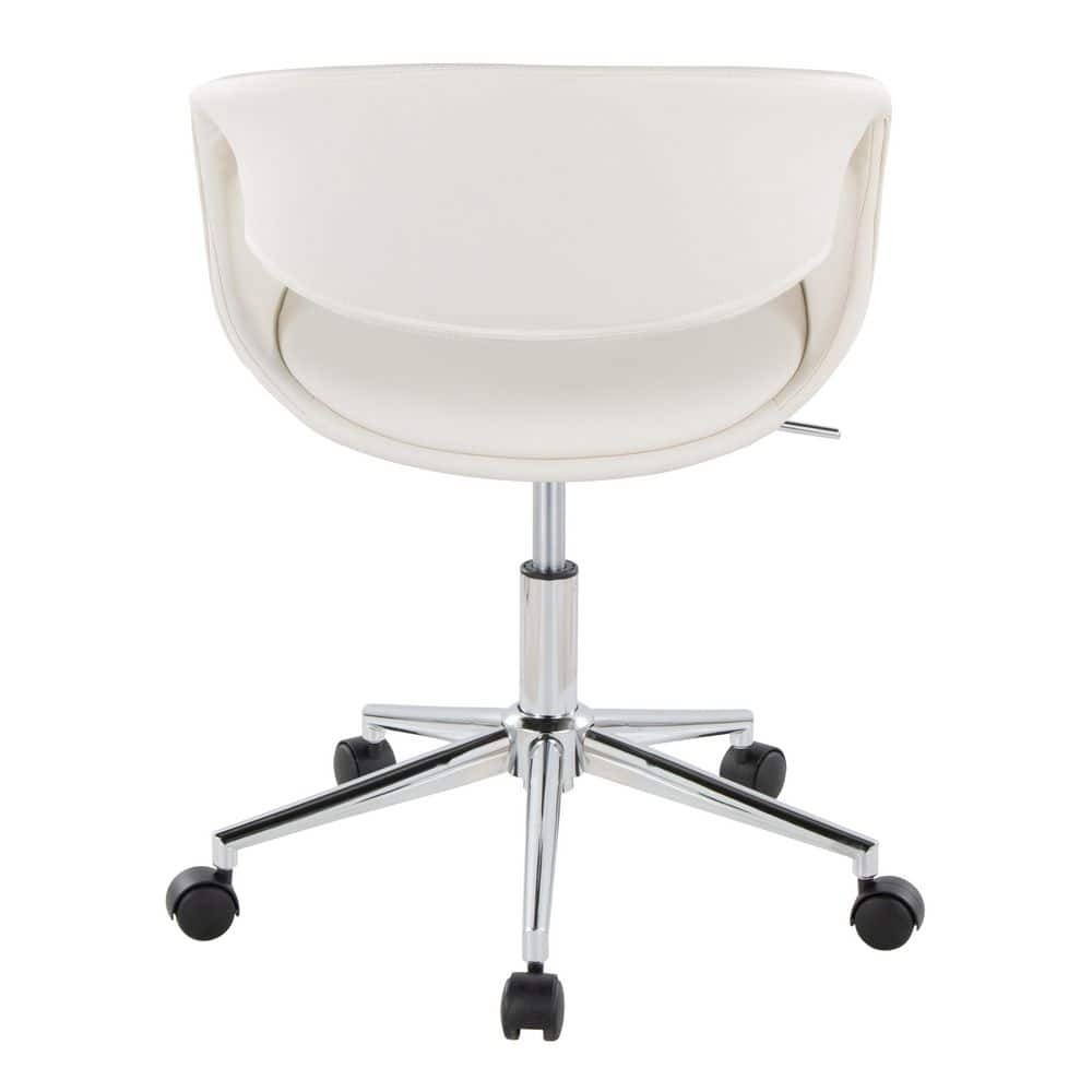White Faux Leather Task Chair with Chrome Swivel Base