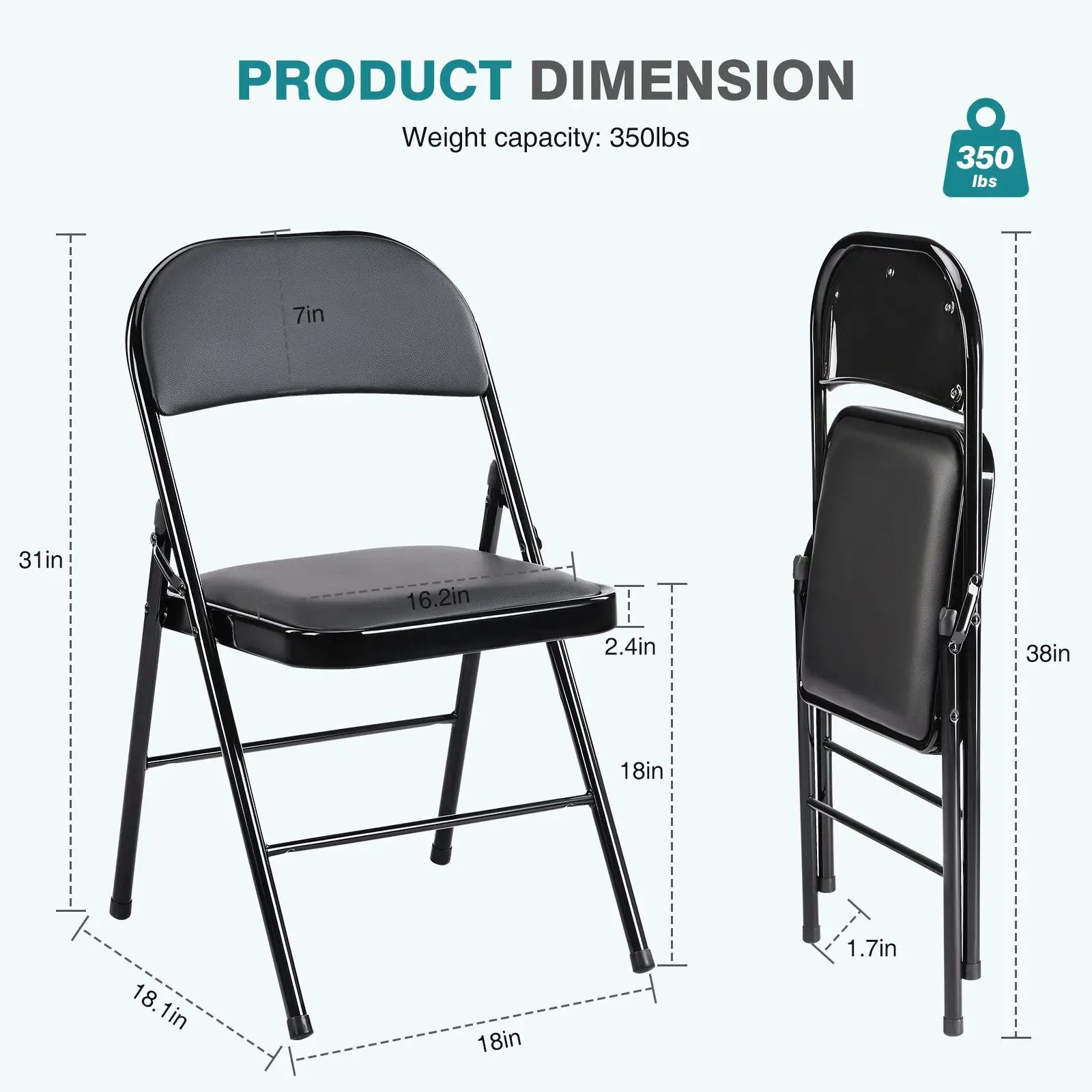 Pair of black CJDS premium leather folding chairs for home use, sleek, comfortable, and foldable for easy storage.