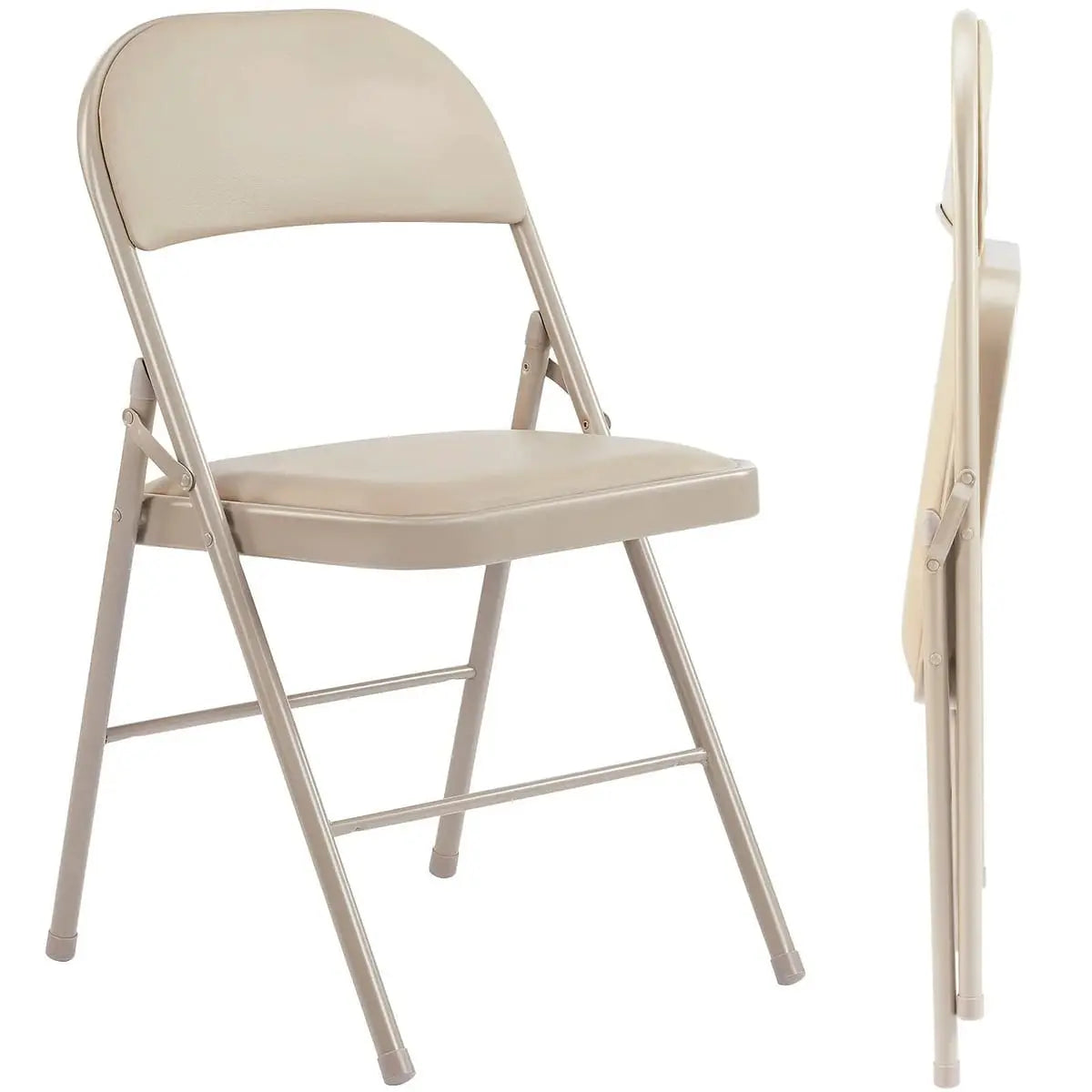 Pair of CJDS black leather folding chairs for home use, sleek, comfortable, and stylish with a modern design.