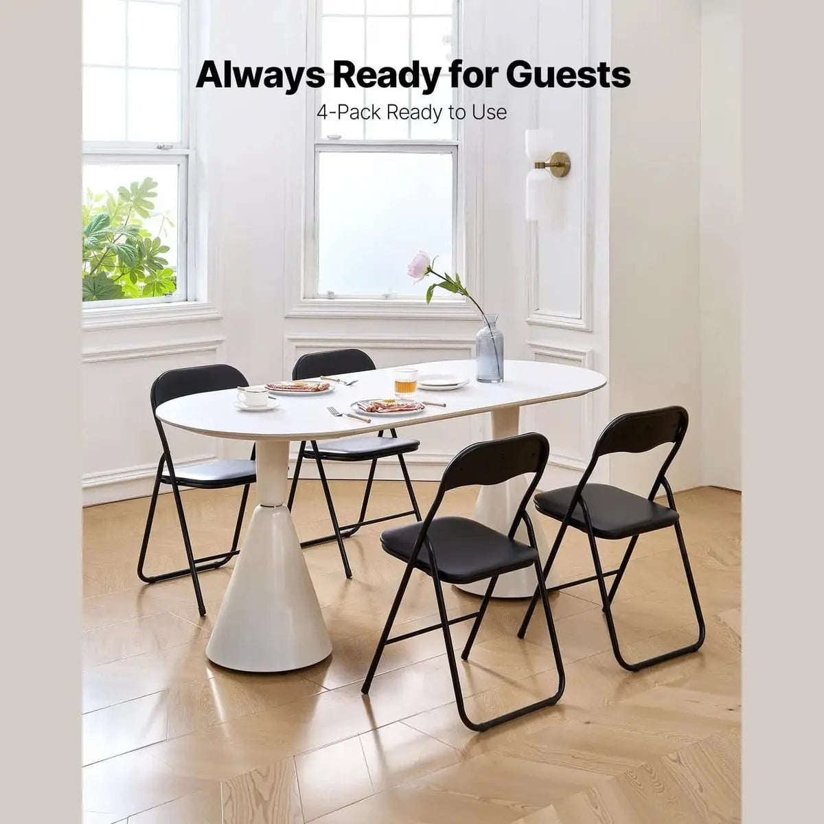 Leather Folding Chairs With Padded Cushions Premium Metal Frame CJDS