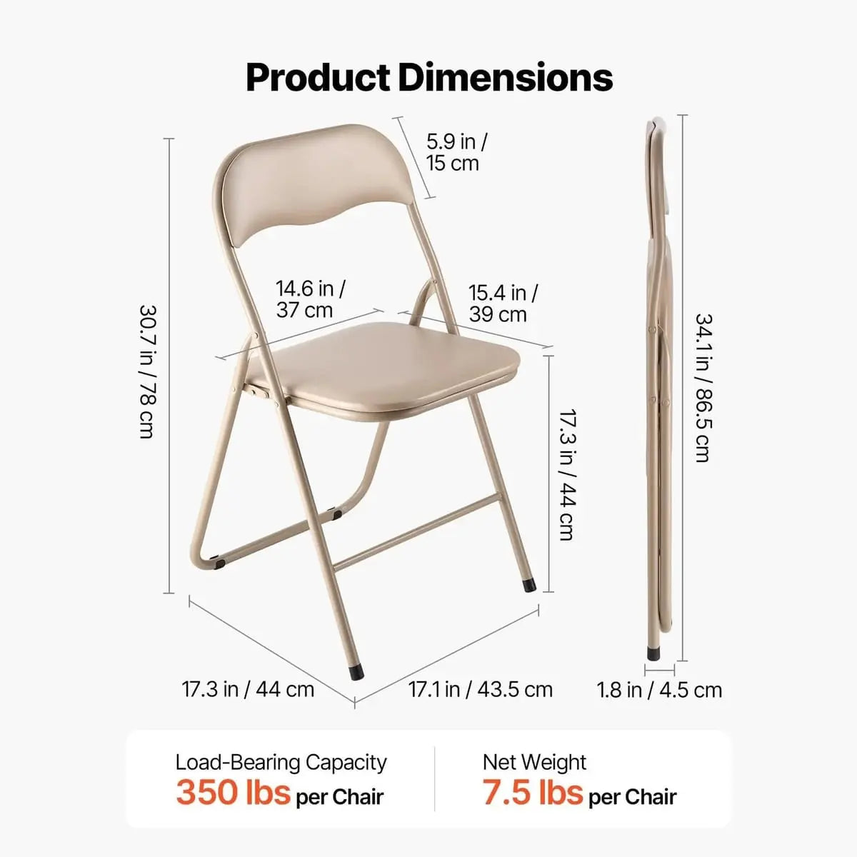Khaki leather CJDS folding chair with heavy-duty frame and padded cushions, designed for comfortable and portable seating.