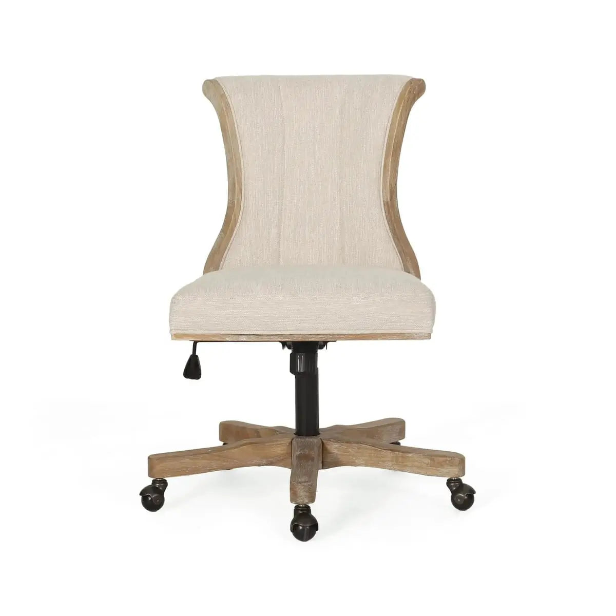 Premium beige fabric office chair by CJDS with ergonomic design, adjustable height, swivel base, suitable for traditional office settings.