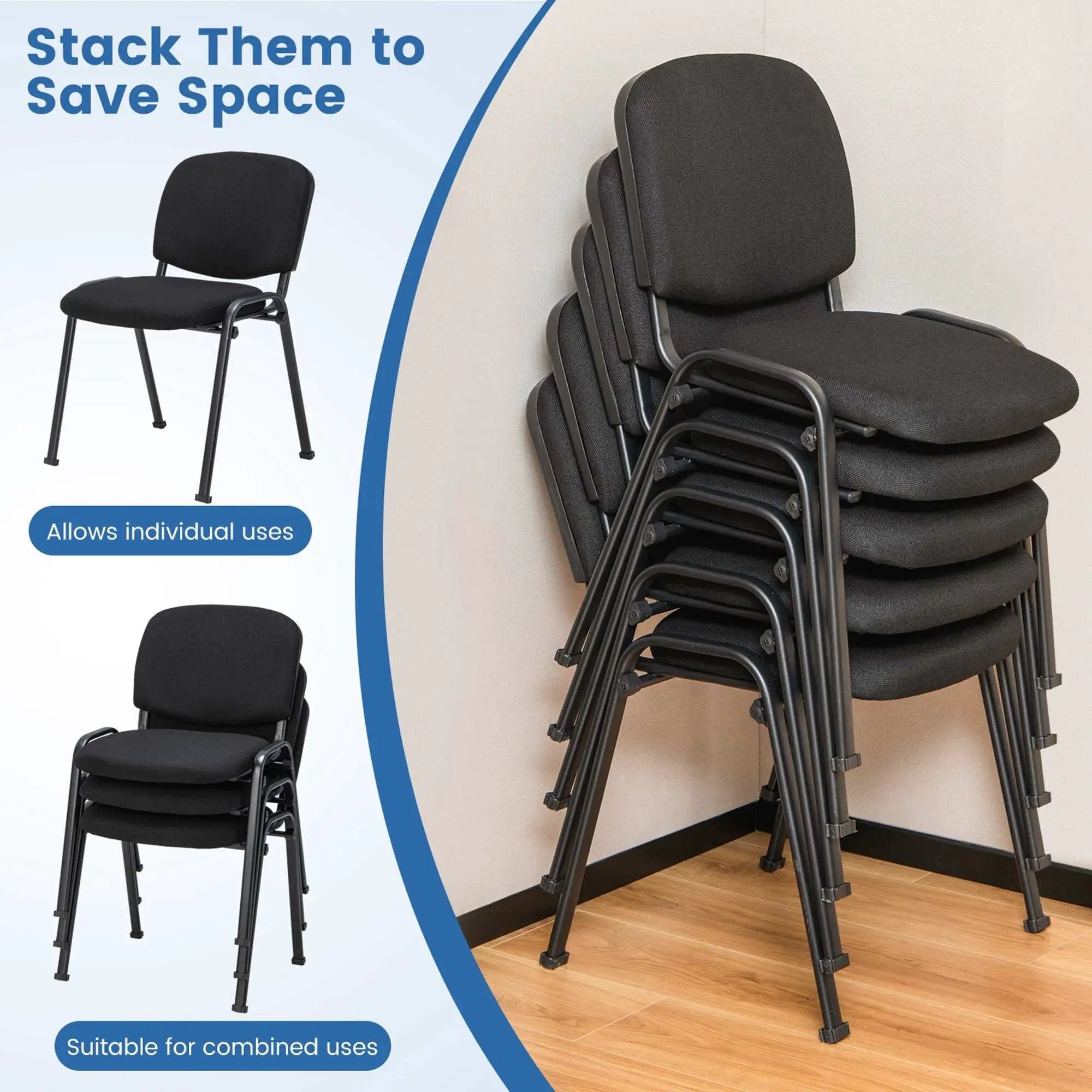 Set of 5 Office Guest Chair Stackable Reception Chair Conference Room