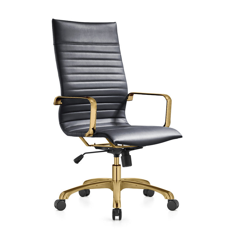 17 PCS Harris Modern High-Back Leather Upholstered Office Chair with Tilt & Swivel for Home Office - Black
