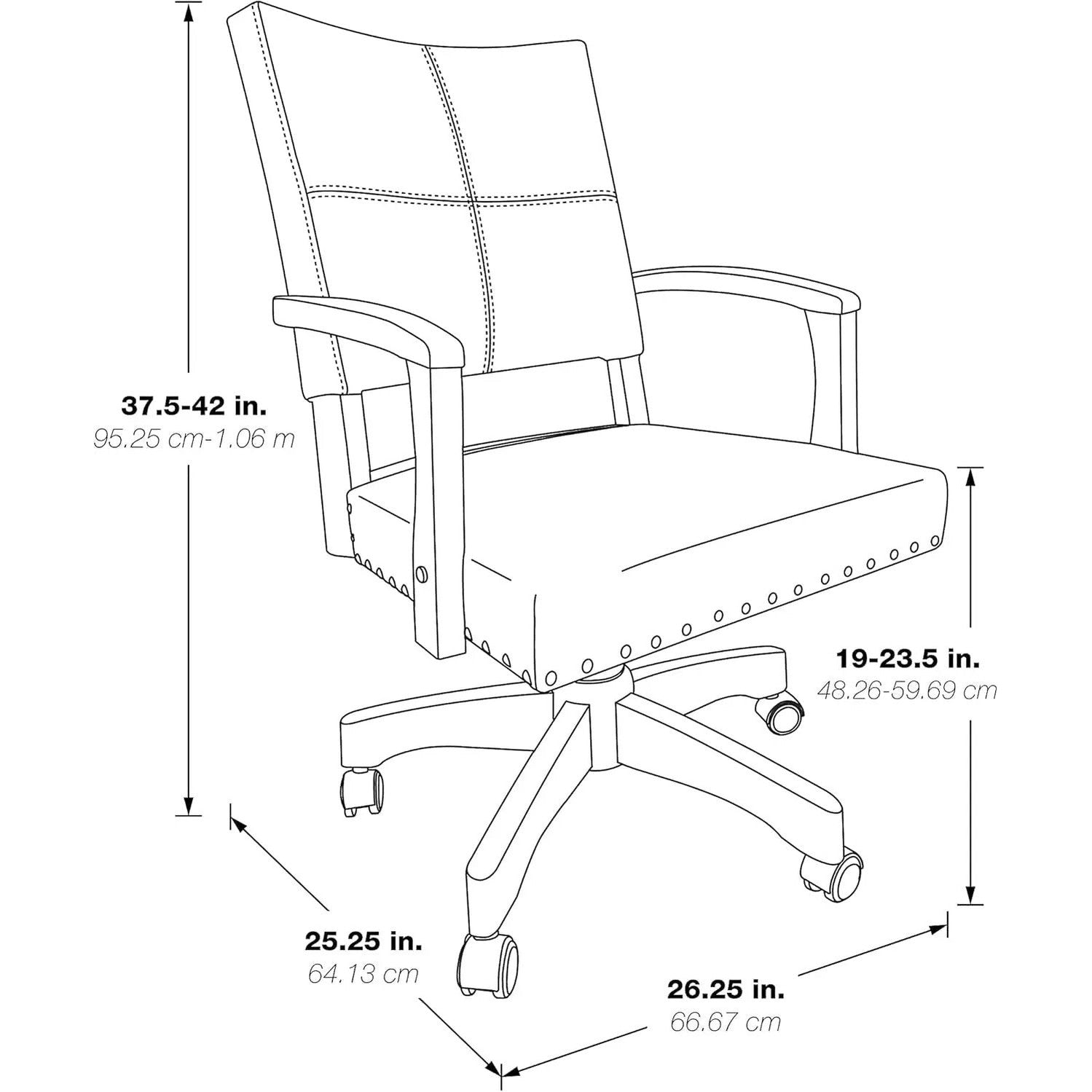 Santina Cushioned Banker’s Desk Chair by Office Star Products in antique grey finish with ivy fabric