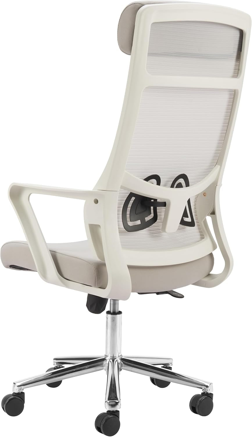 Zuo Jett High Back Office Chair Light Gray, Gray Office Chair, Modern Style, Mesh Fabric, Breathable Mesh Fabric, Nylon, Indoor Office, 26" W X 26" D X 46.9~50.8" H, Non-Stackable