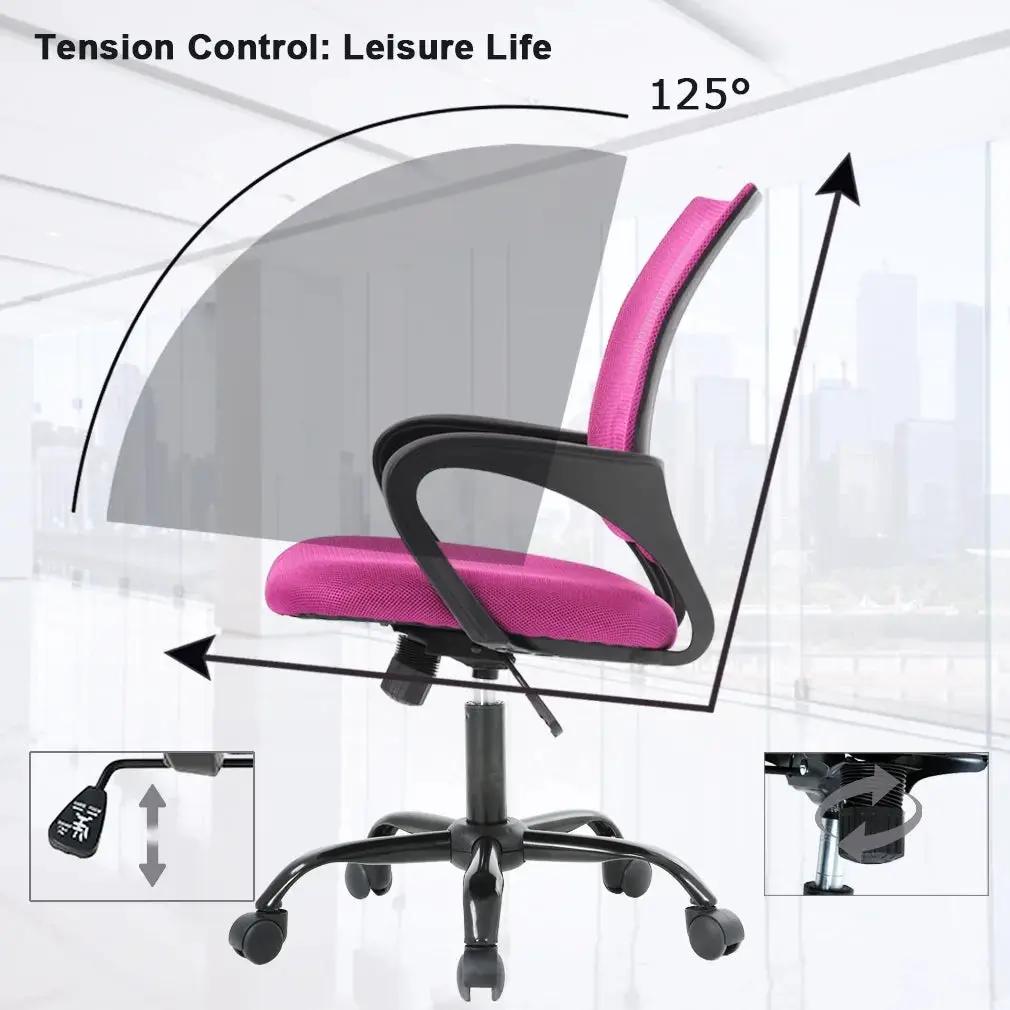 Bestoffice Ergonomic Office Chair, Lumbar Support, Adjustable Height with Armrests for Adults(Pink)