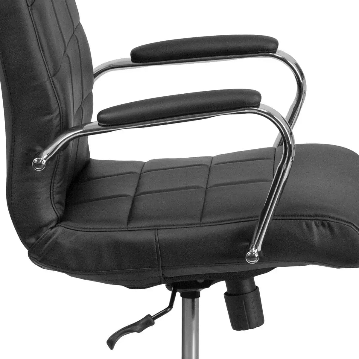 Flash  Mid-Back Vinyl Executive Swivel Office Chair with Chrome Base and Arms Platinum-Level Office Chairs