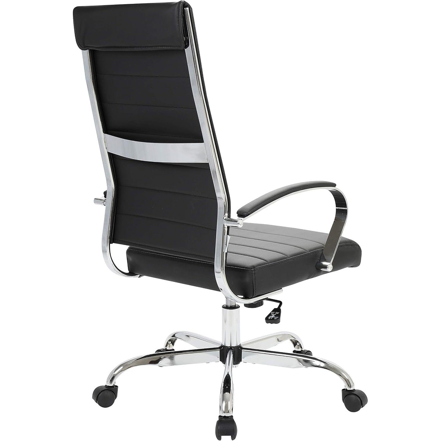 Leisuremod Benmar Modern High-Back Office Chair, 360-Degree Adjustable Swivel Task Furniture in Leather Upholstery with Ribbed Backrest for Home and Office