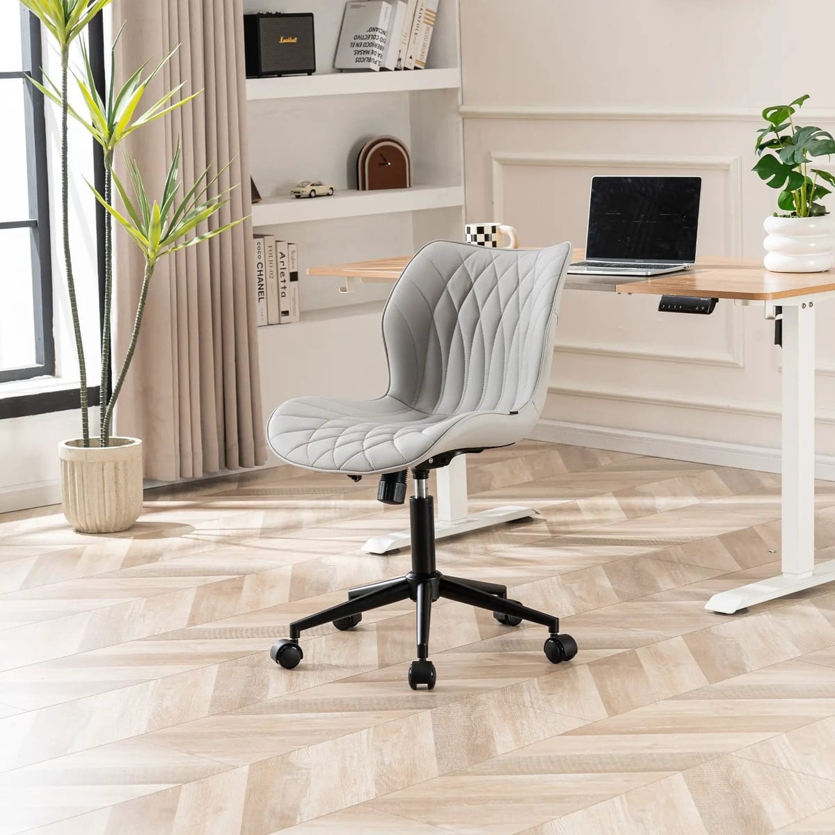Swivel Armless Desk Chair Office Chairs Makeup Vanity Chair